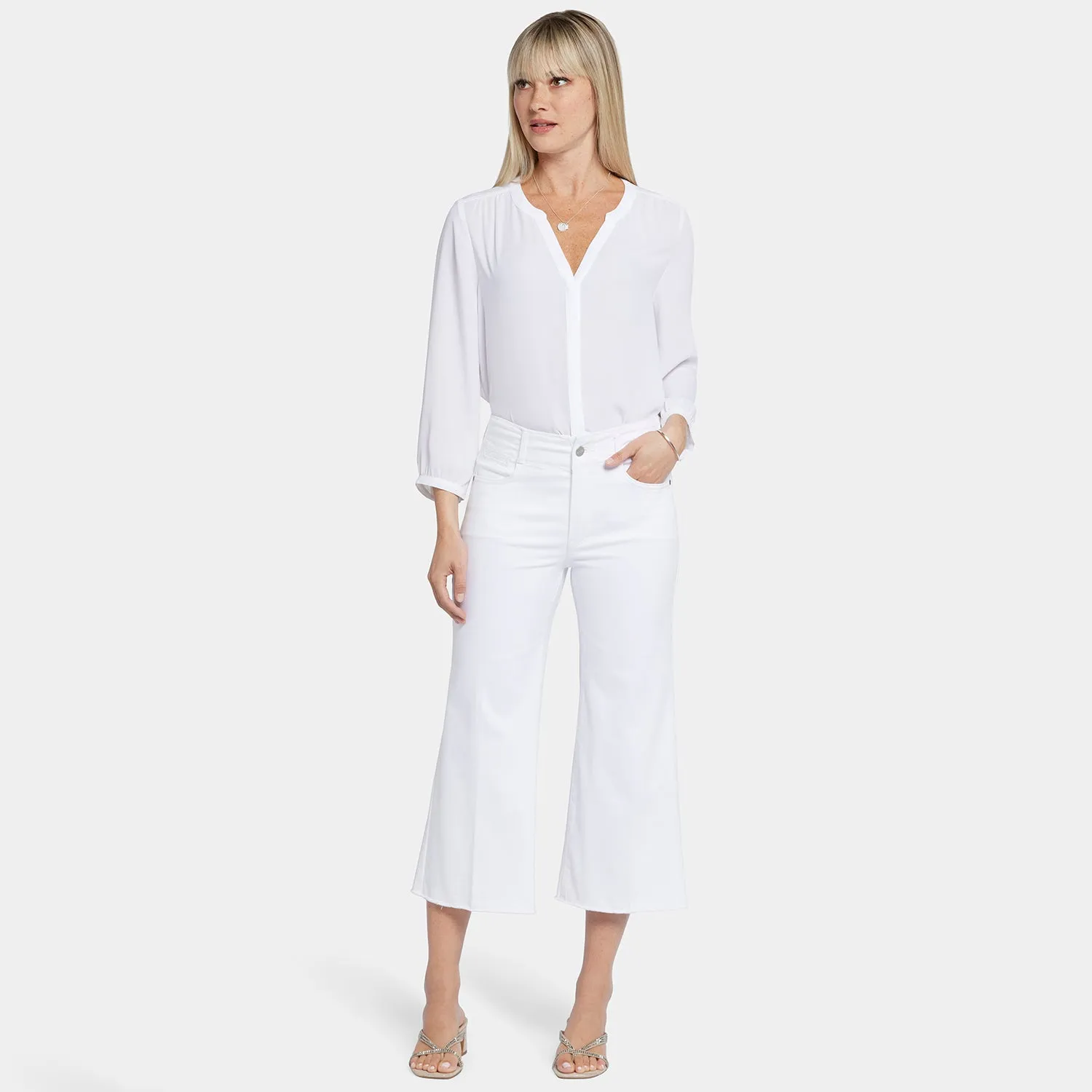 Brigitte Wide Leg Capri Jeans - Optic White