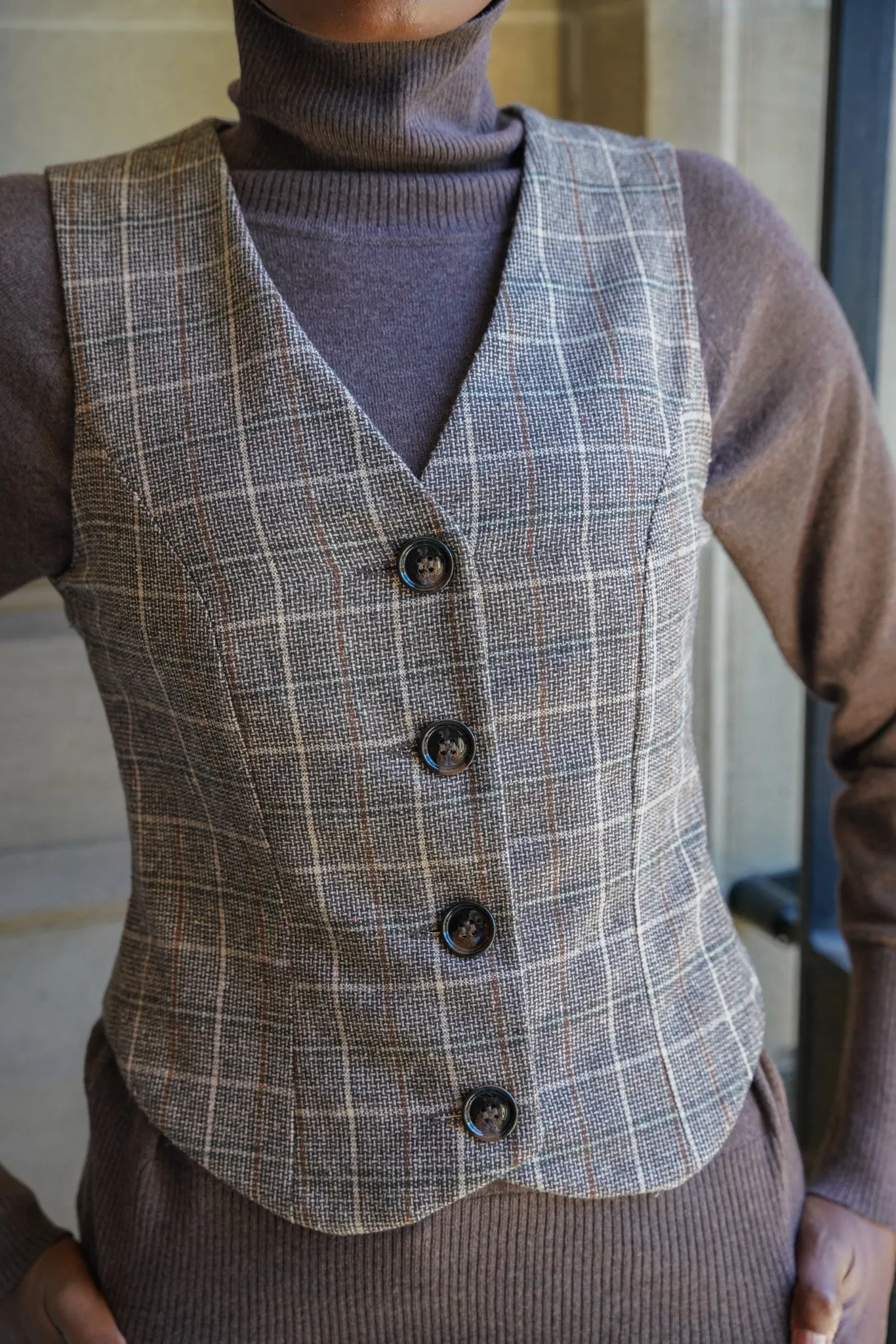 Brown Check Waistcoat