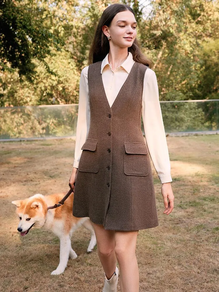 Brown Washable Wool Two-Piece Suit