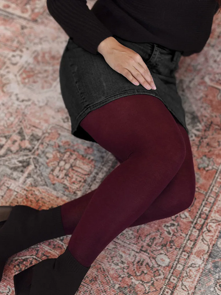 Burgundy Lyocell 80D warm tights