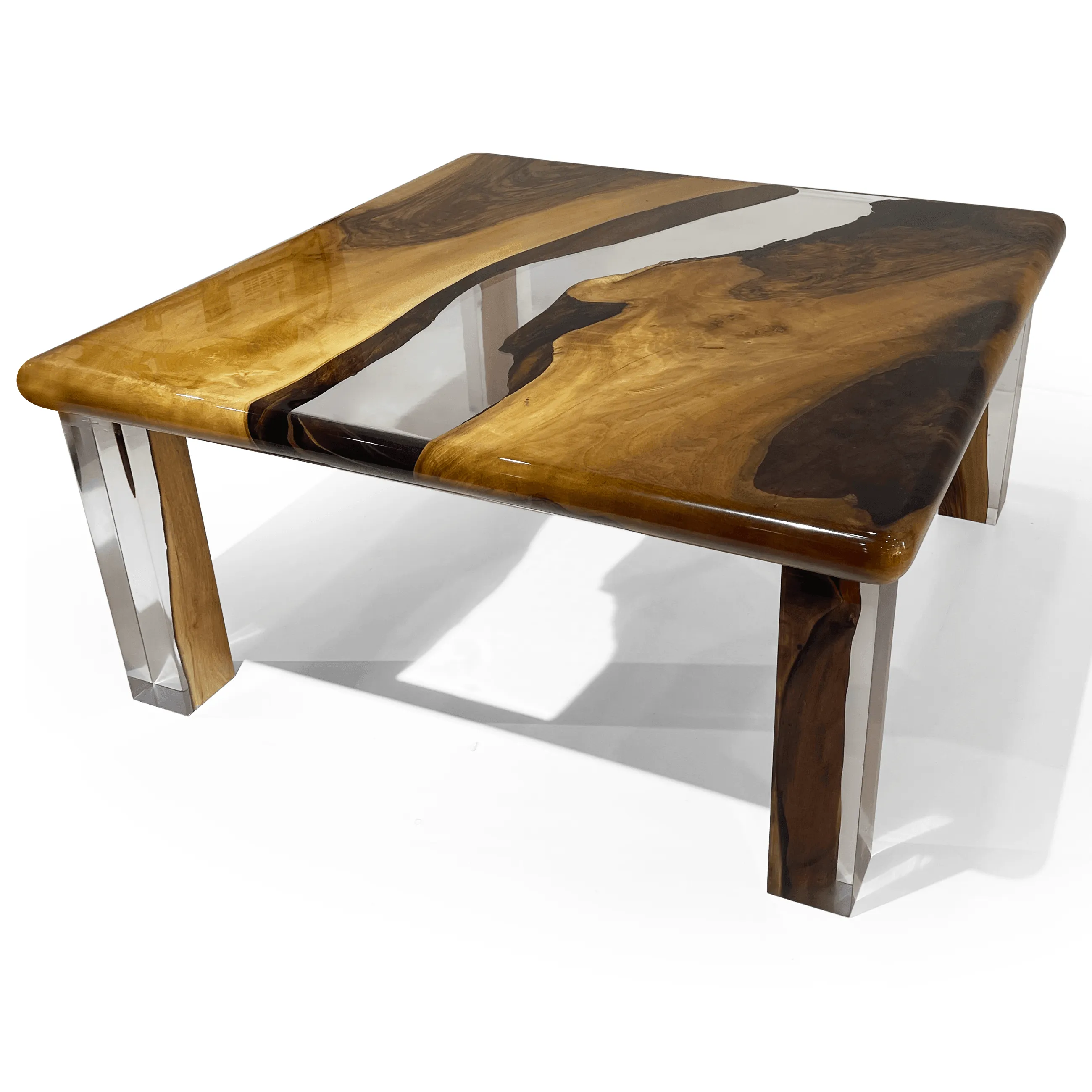 Camene Walnut Wood Square Coffee Table