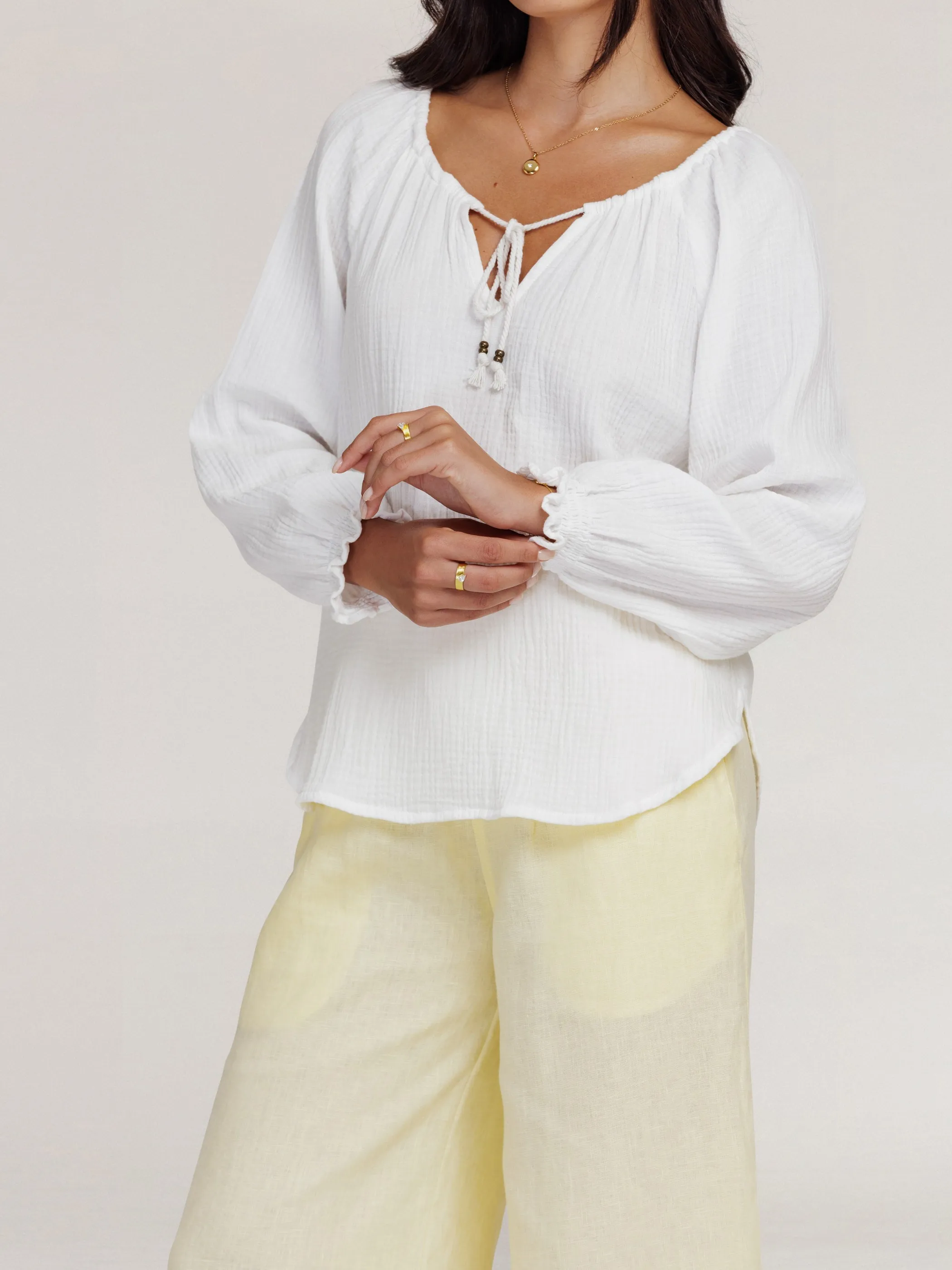 Capri Cotton Blouse Ivory