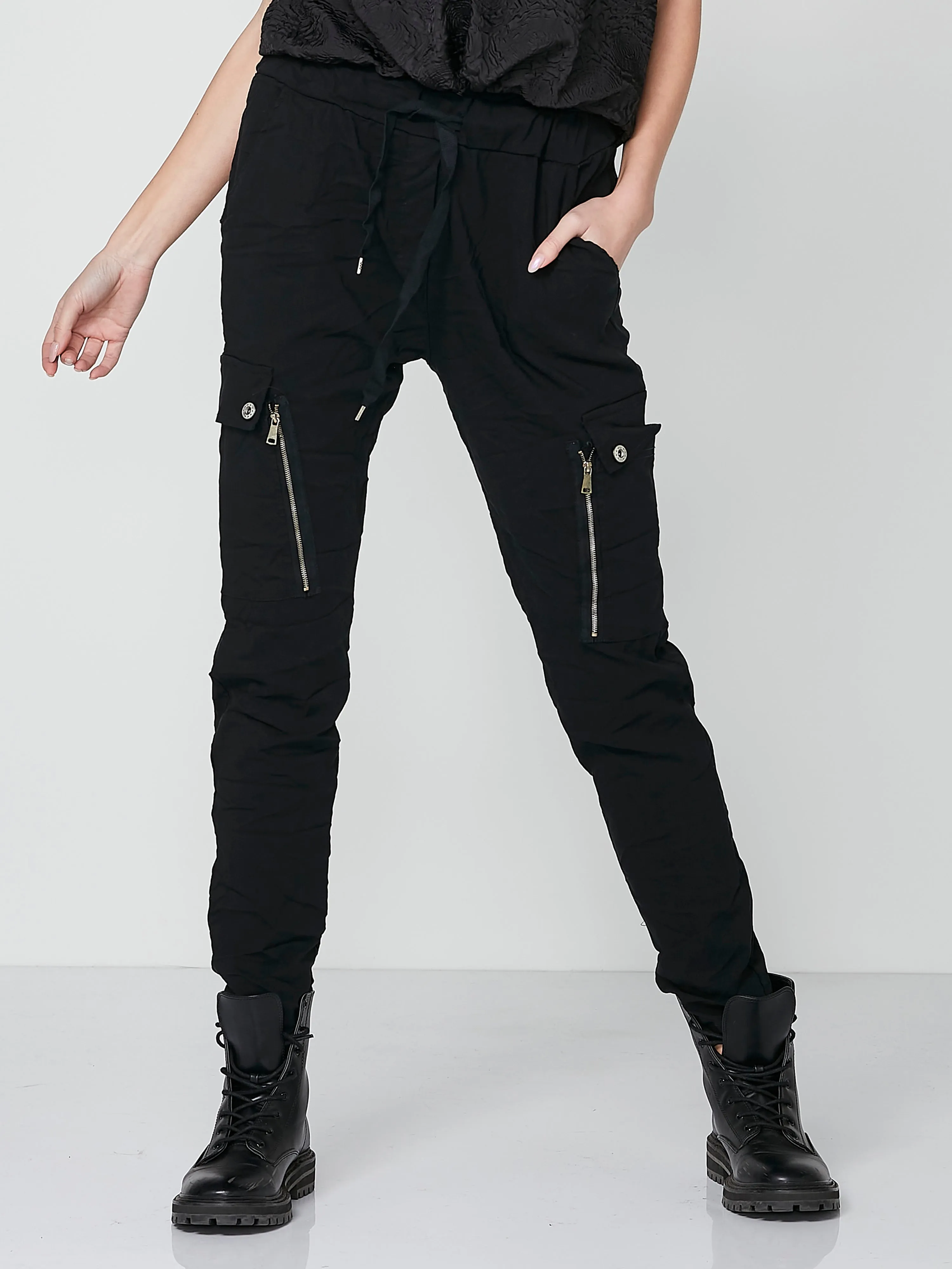 CARMEN cargo trousers - Solid black