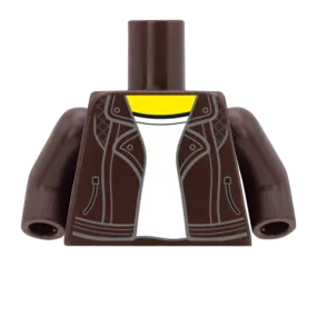 Casual Leather Jacket Over T Shirt - Custom Design Minifigure Torso