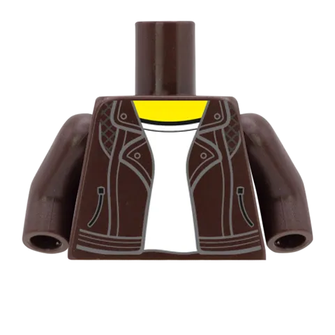 Casual Leather Jacket Over T Shirt - Custom Design Minifigure Torso