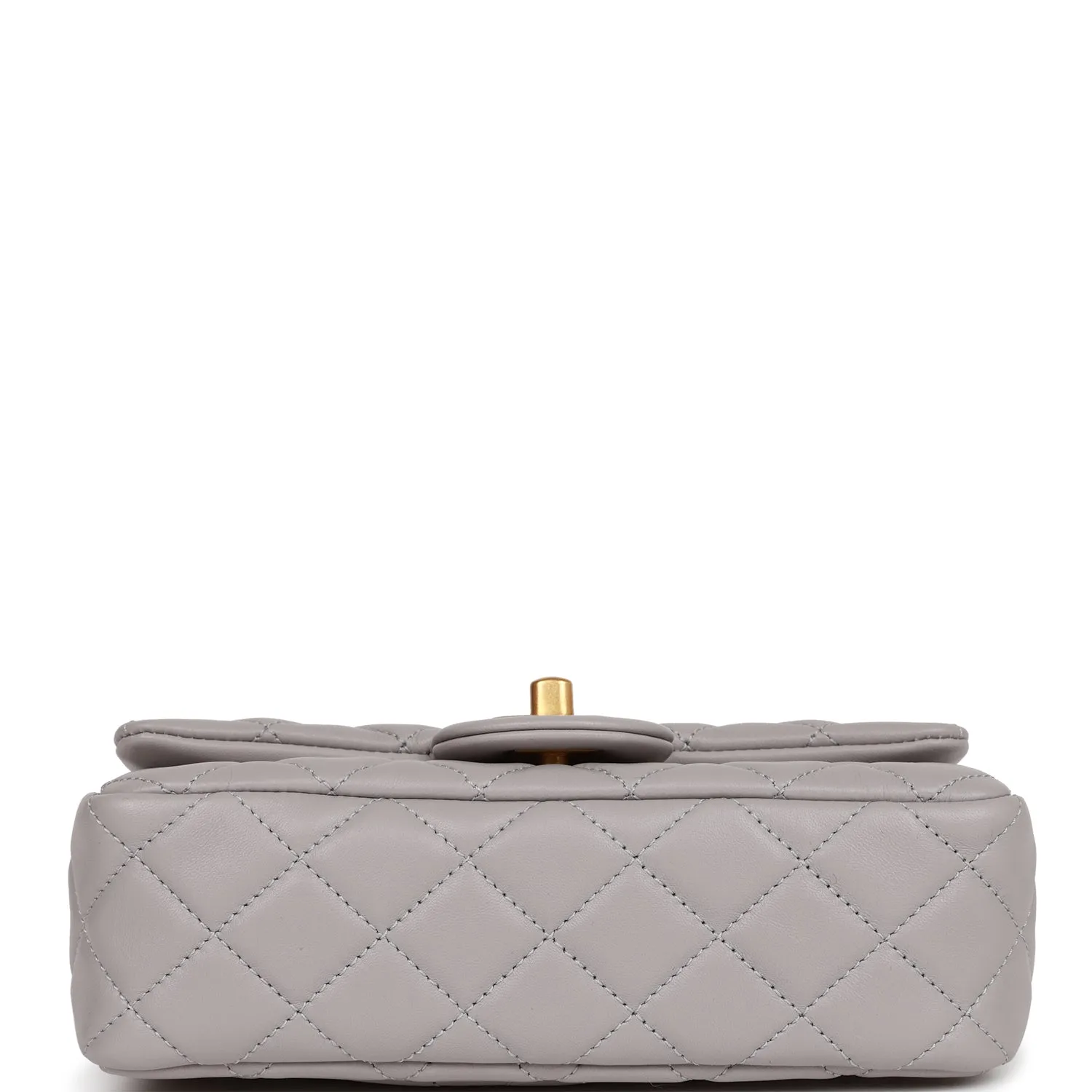 Chanel Pearl Crush Mini Rectangular Flap Bag Light Grey Lambskin Antique Gold Hardware