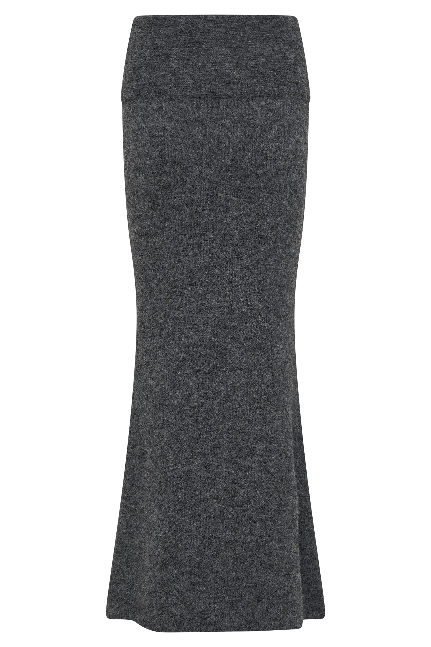 Charlotte Knit Maxi Skirt With Overlay - Charcoal