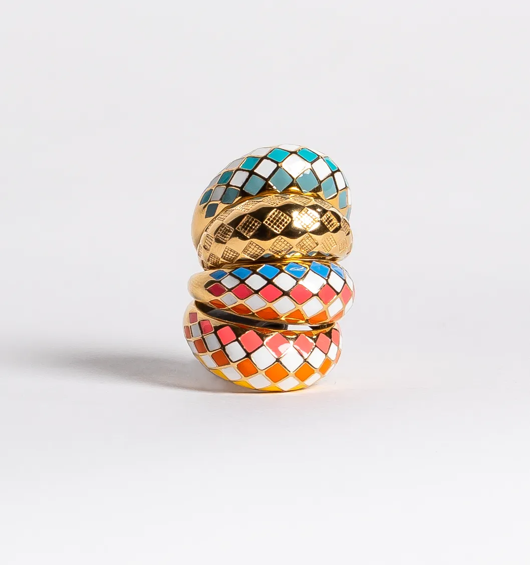 Checker Rings - Snow Set of 2