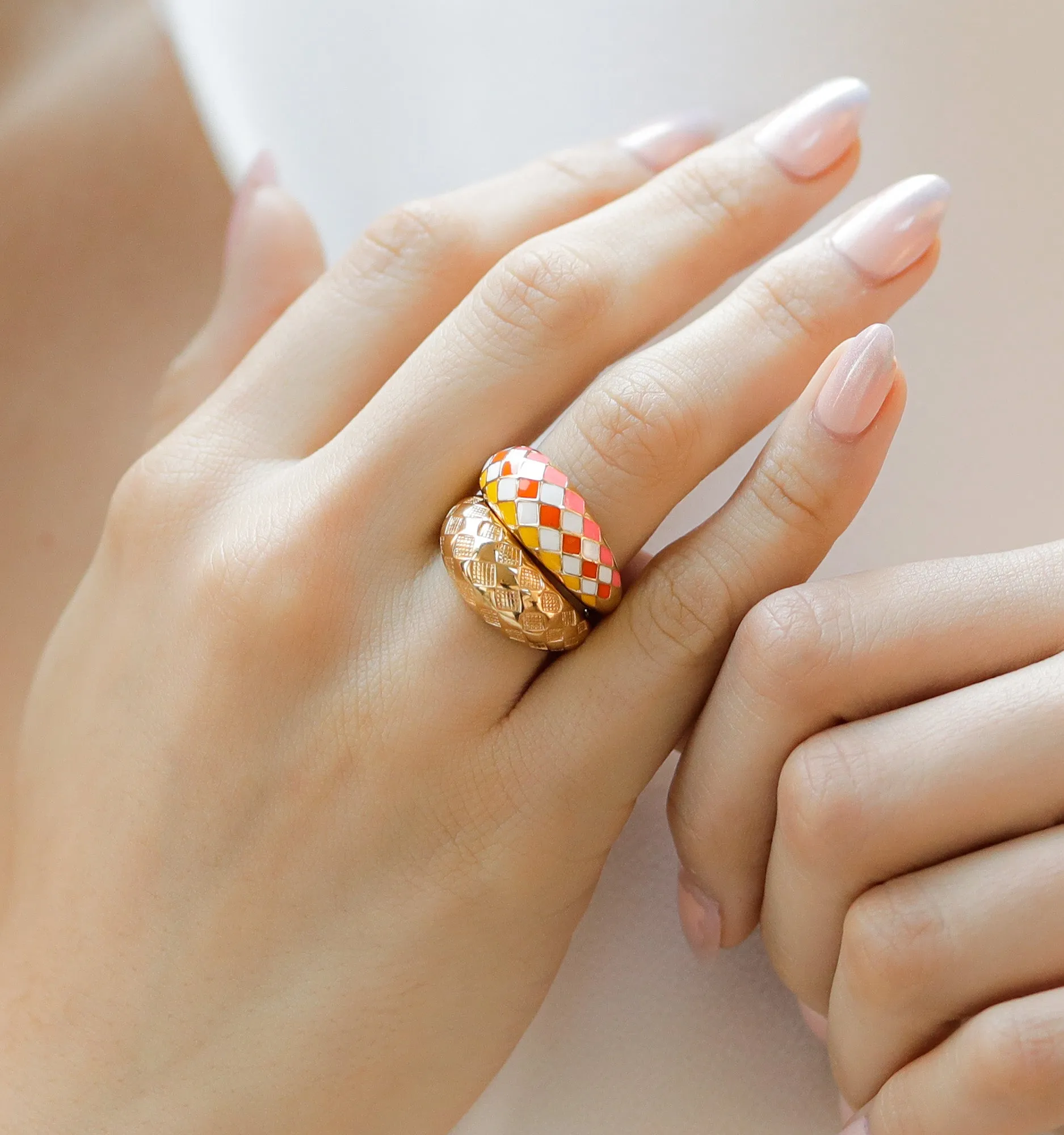 Checker Rings - Sunset Set of 2