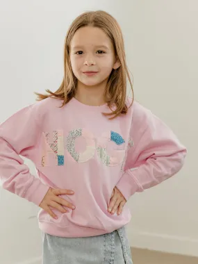 Children's Hogs Quilt Applique Pink Sweatshirt size Youth 7