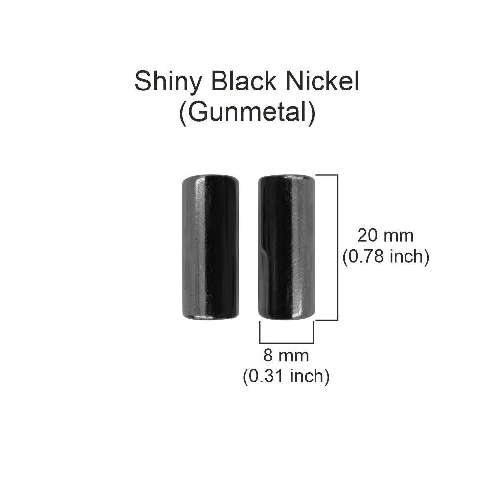 Classic Plain Shiny Black Nickel Metal Aglets for Drawstring Cord Ends