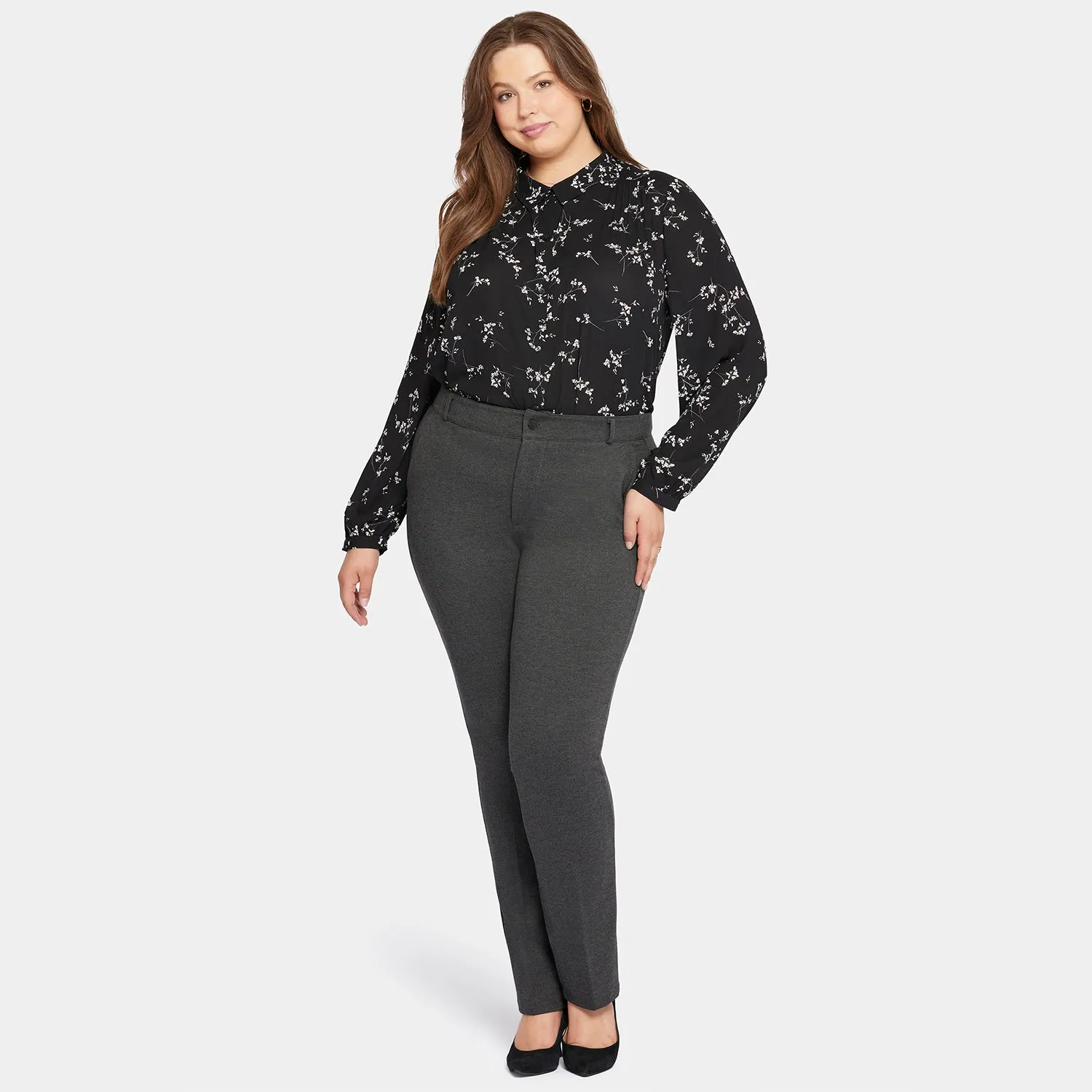 Classic Trouser Pants In Plus Size - Charcoal Heathered