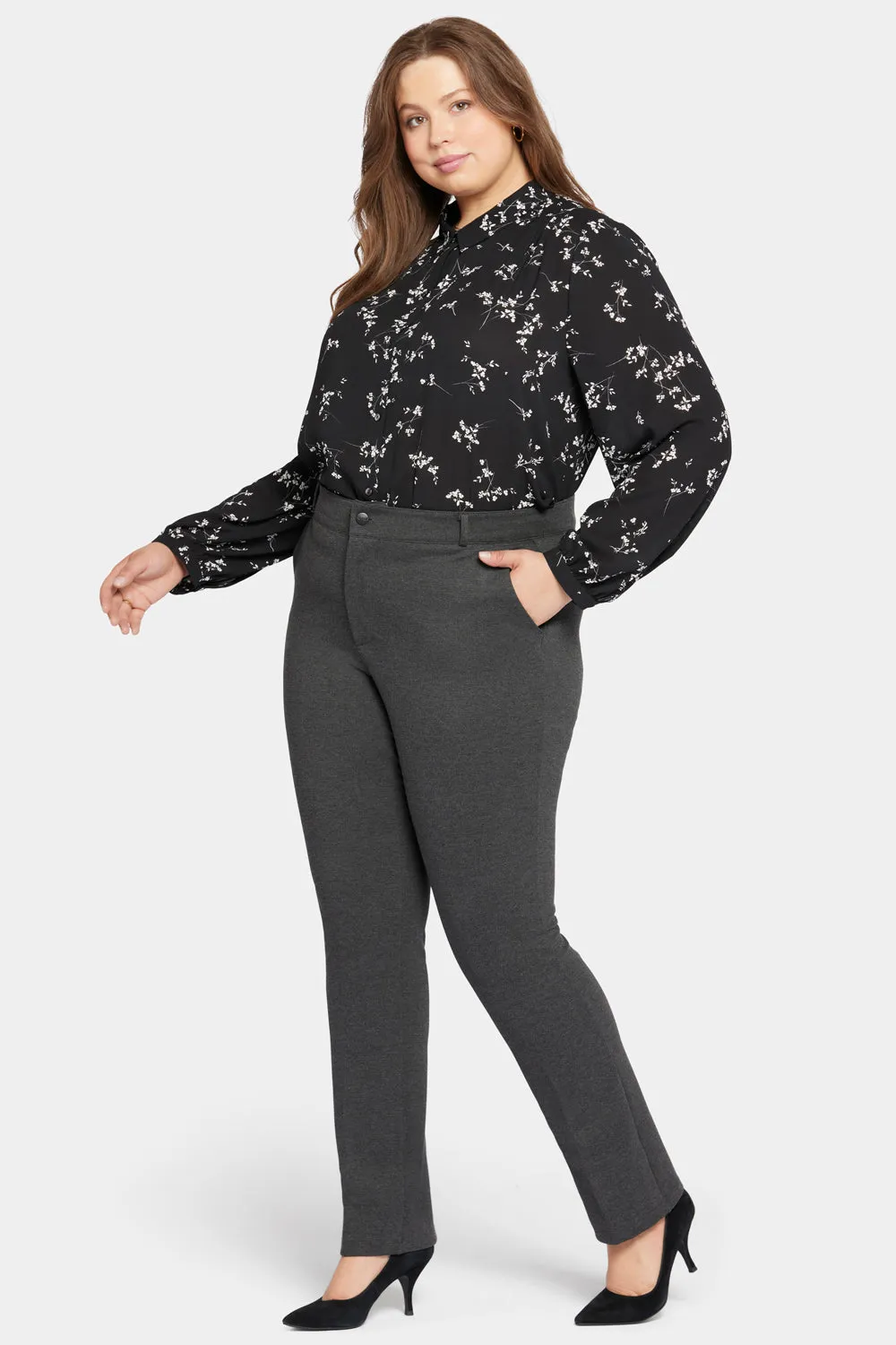 Classic Trouser Pants In Plus Size - Charcoal Heathered