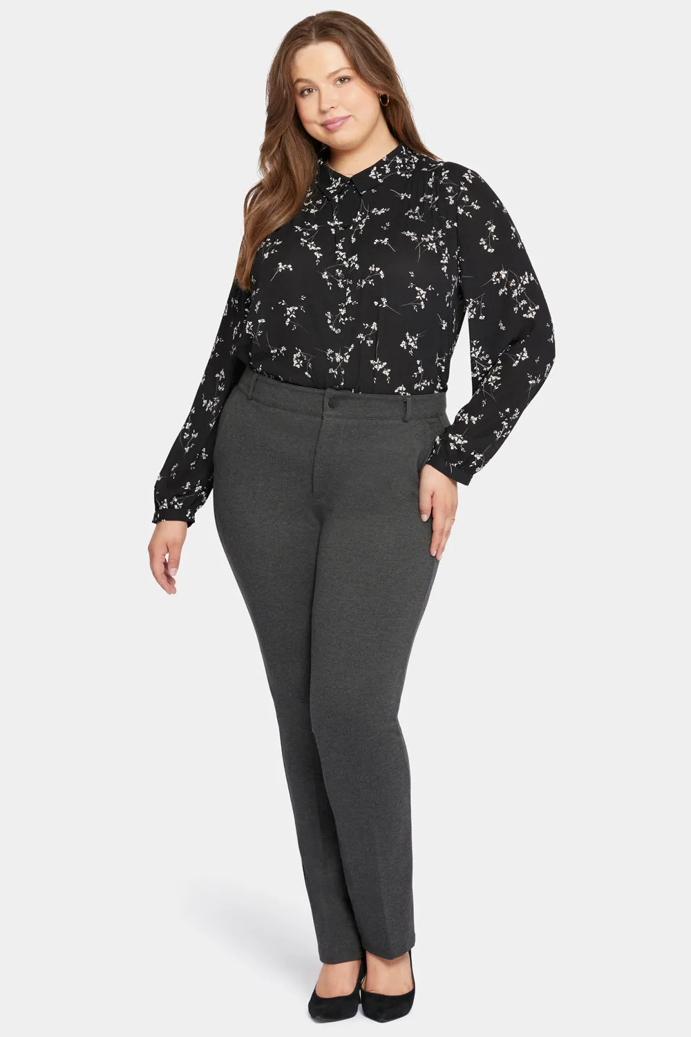 Classic Trouser Pants In Plus Size - Charcoal Heathered