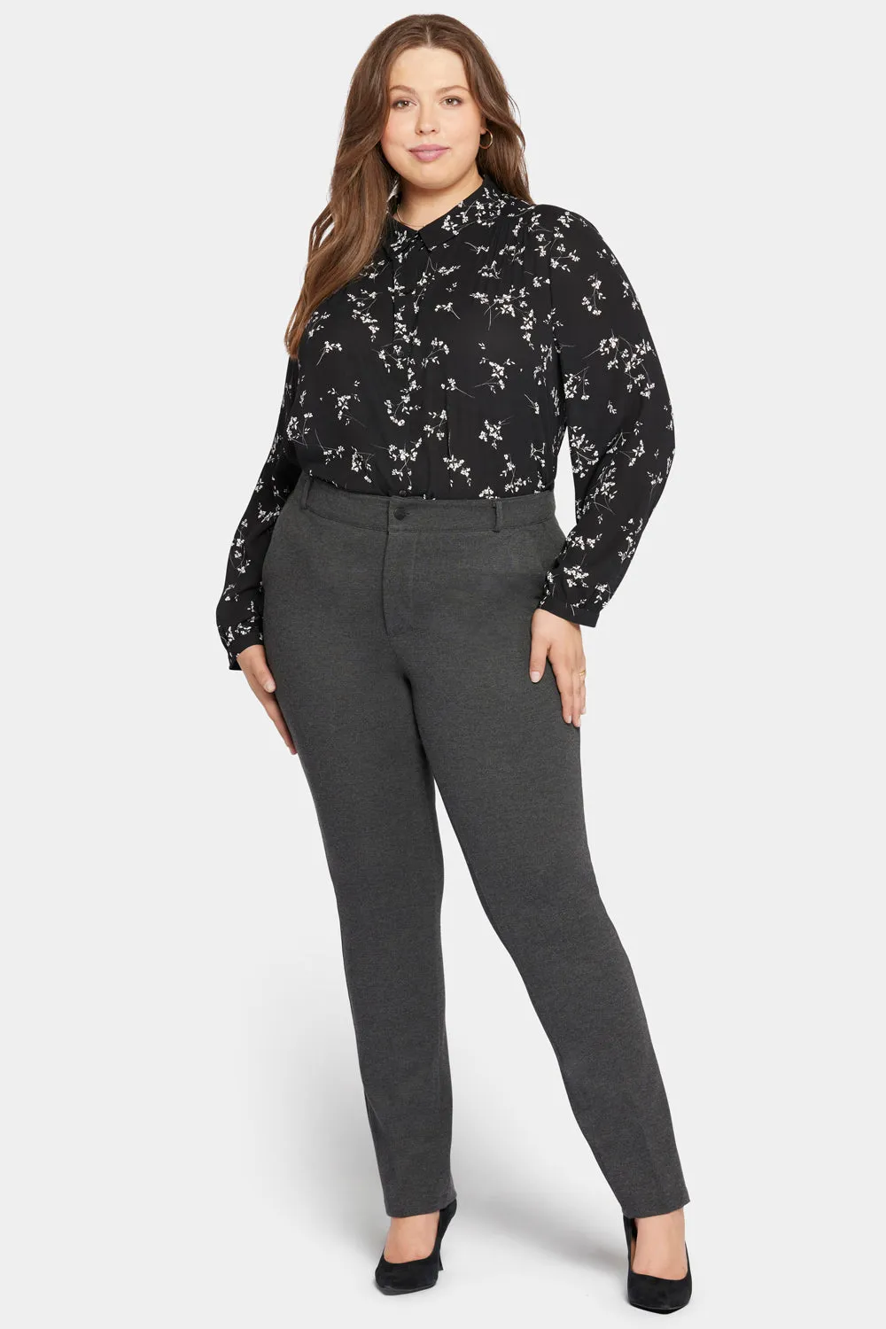 Classic Trouser Pants In Plus Size - Charcoal Heathered