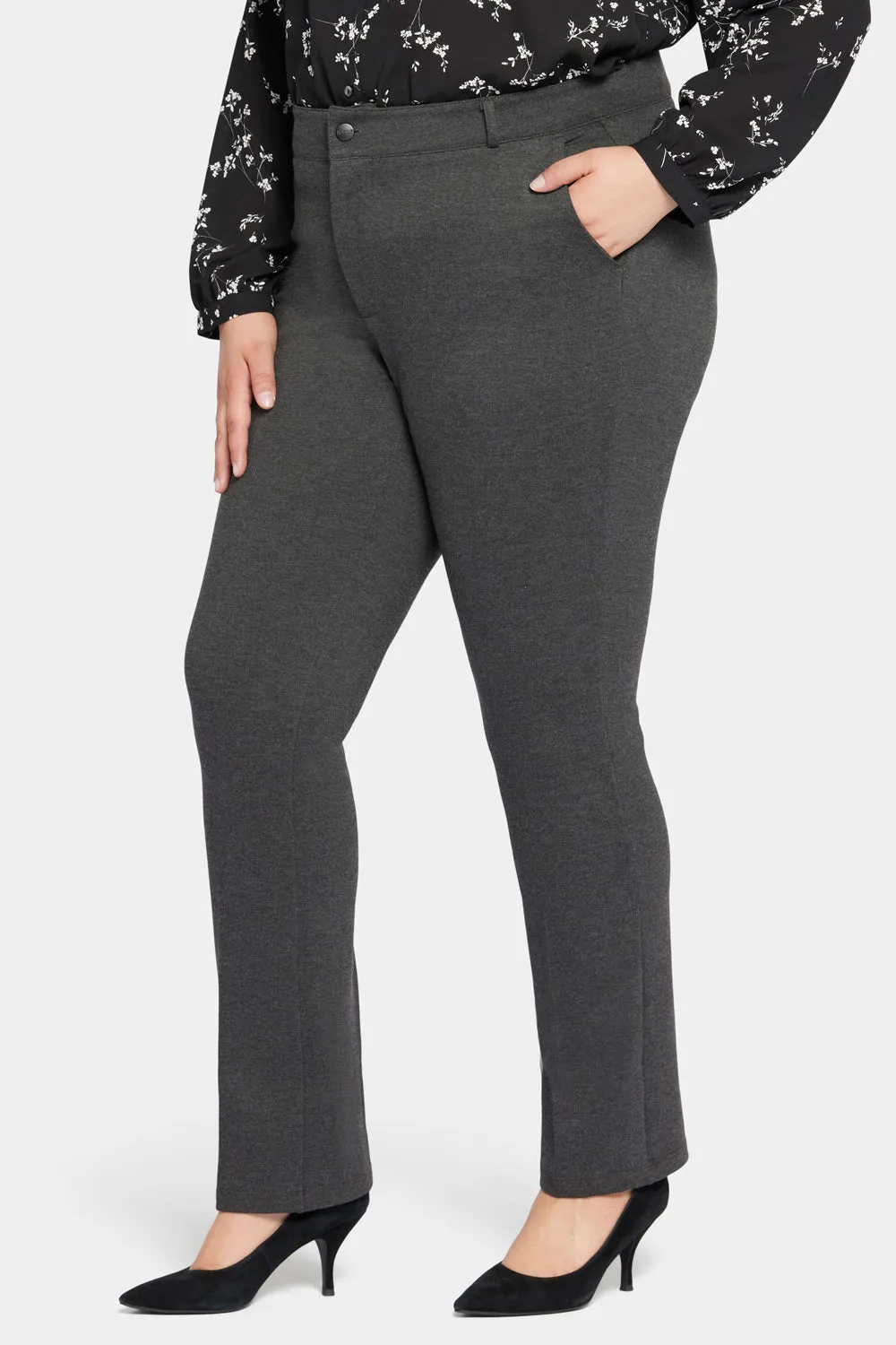 Classic Trouser Pants In Plus Size - Charcoal Heathered