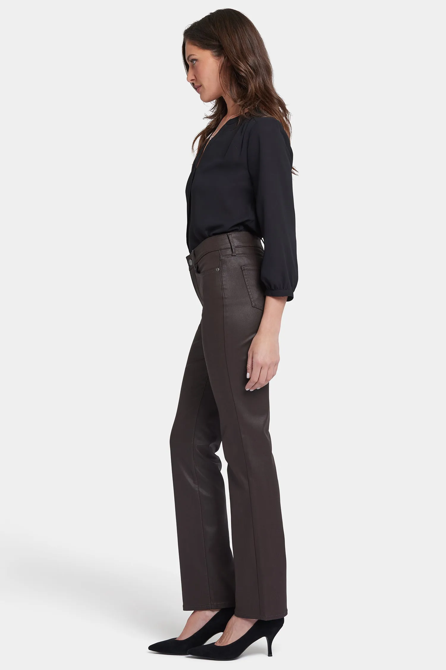 Coated Marilyn Straight Jeans - Coffee Bean Coated