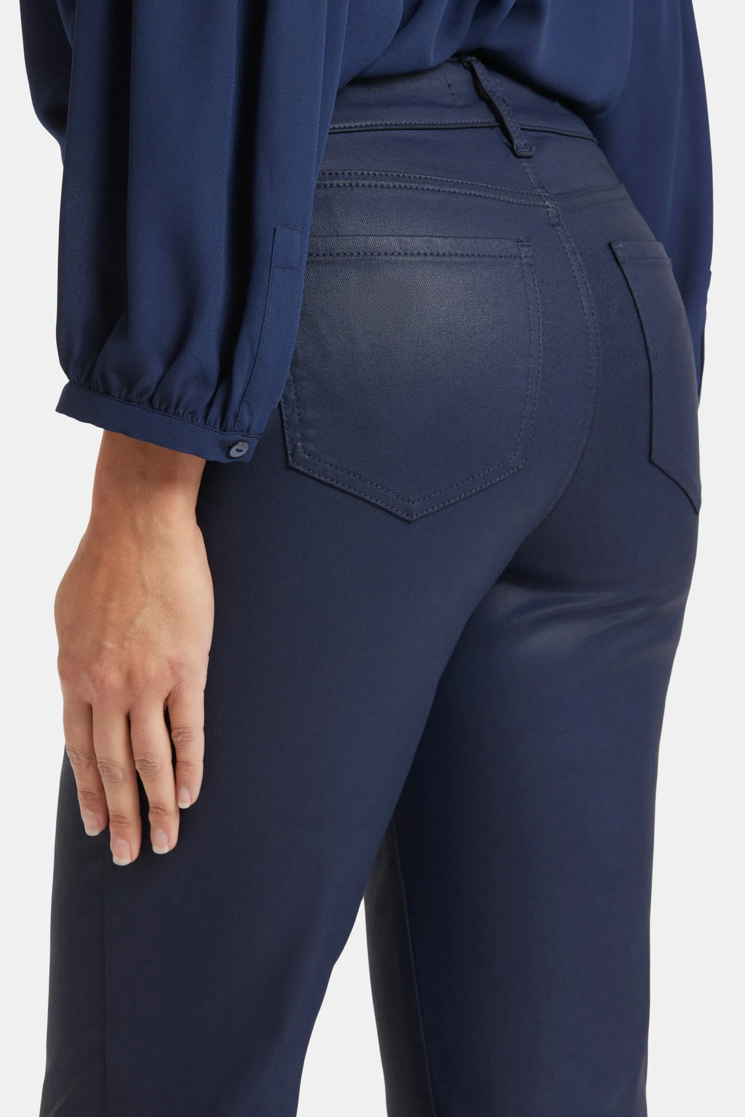 Coated Marilyn Straight Jeans In Petite - Starless Sky Coated