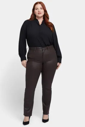 Coated Marilyn Straight Jeans In Plus Size - Coffee Bean Coated