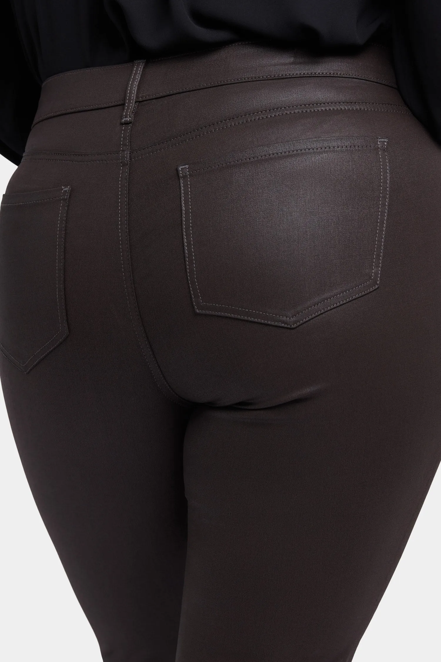 Coated Marilyn Straight Jeans In Plus Size - Coffee Bean Coated