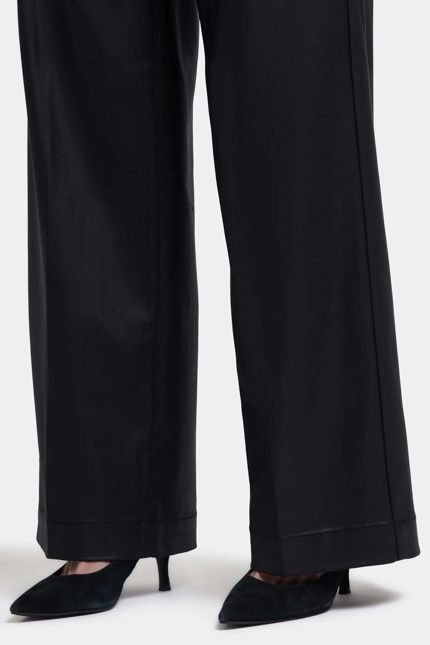 Coated Teresa Wide Leg Jeans - Black Coated