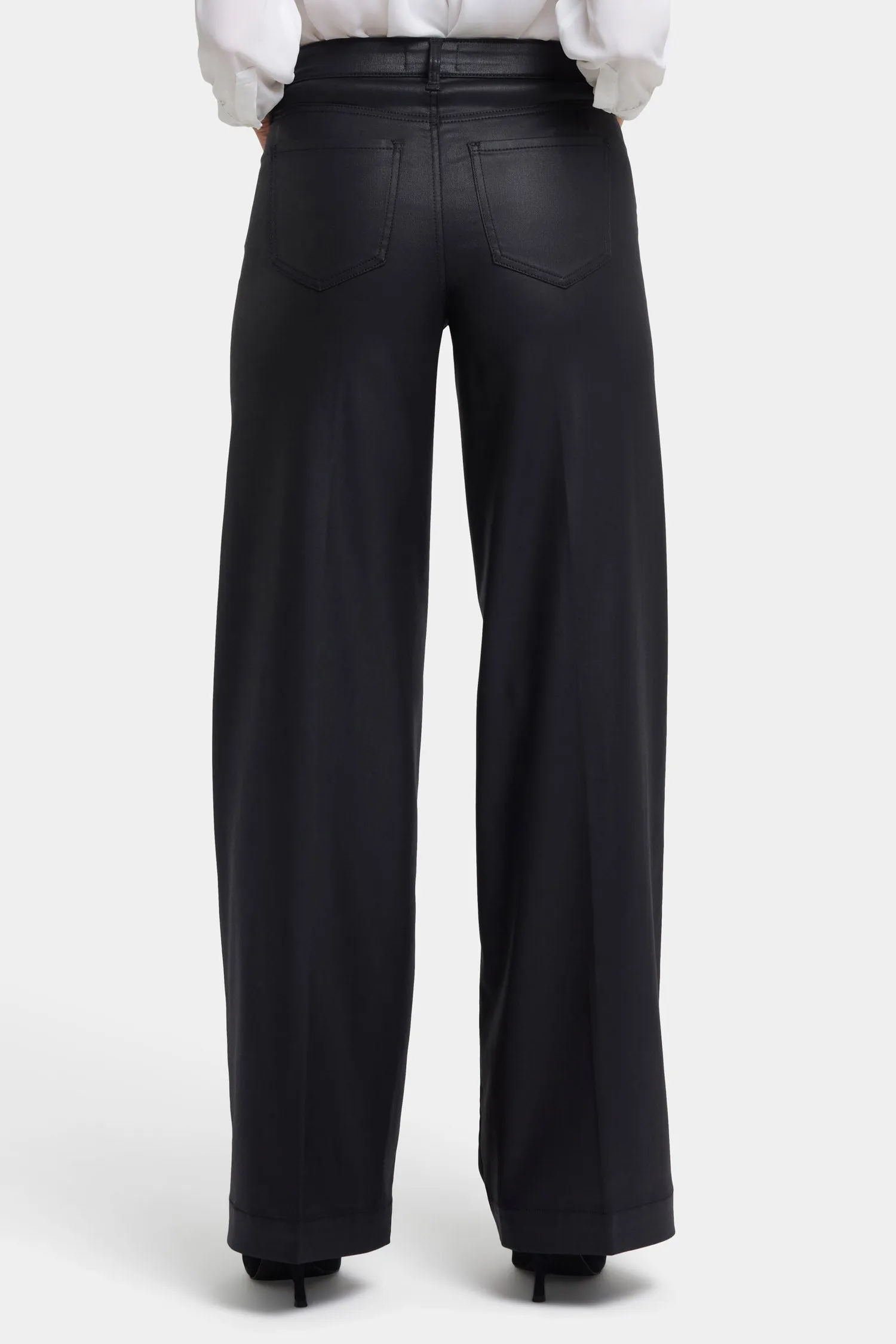 Coated Teresa Wide Leg Jeans - Black Coated