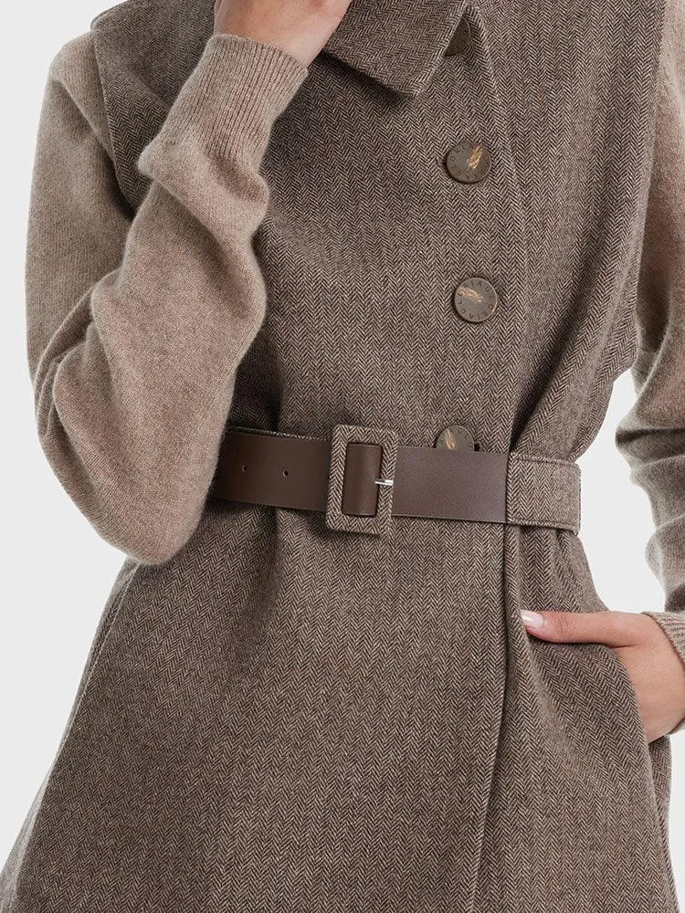 Coffee Brown Washable Wool Two-piece Cloak