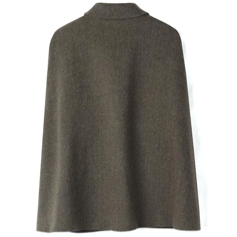 Coffee Brown Washable Wool Two-piece Cloak