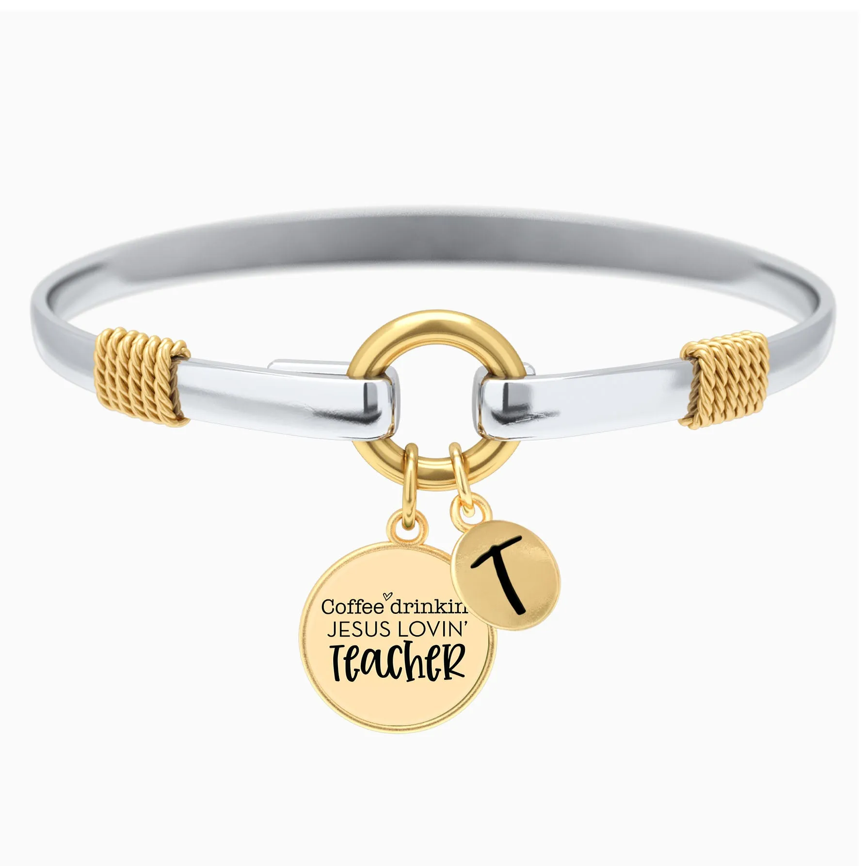 Coffee Drinkin', Jesus Lovin' Teacher - Two-Tone Bracelet