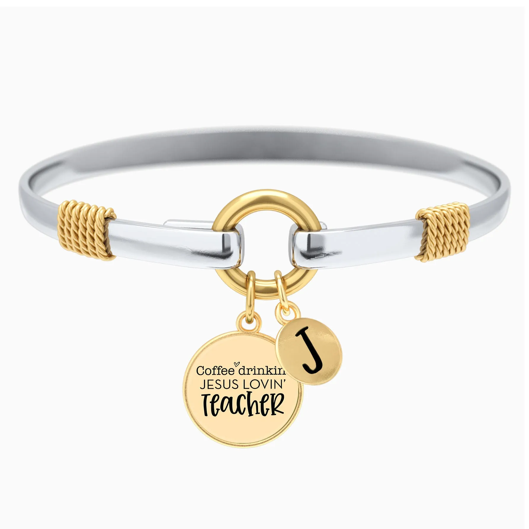 Coffee Drinkin', Jesus Lovin' Teacher - Two-Tone Bracelet