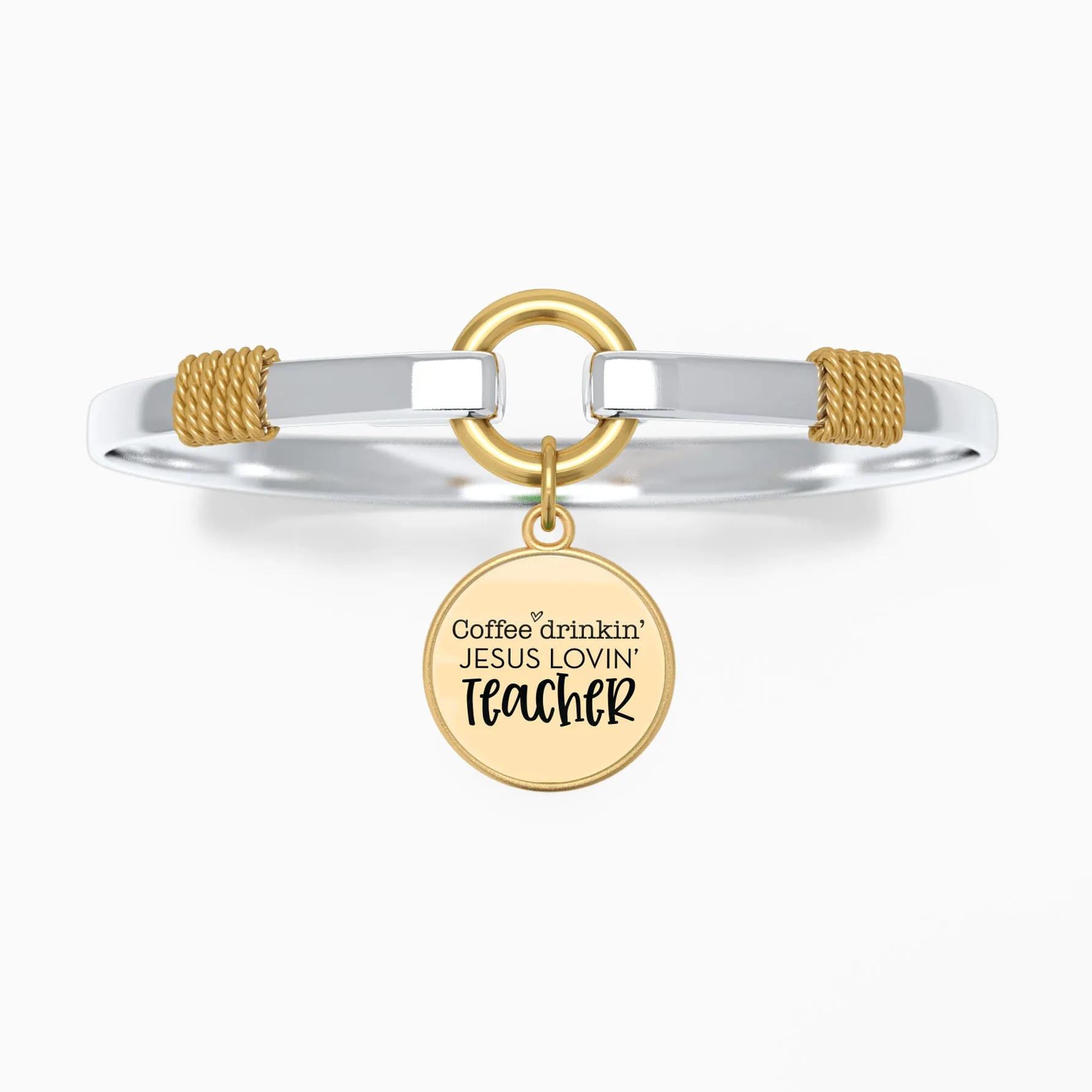 Coffee Drinkin', Jesus Lovin' Teacher - Two-Tone Bracelet