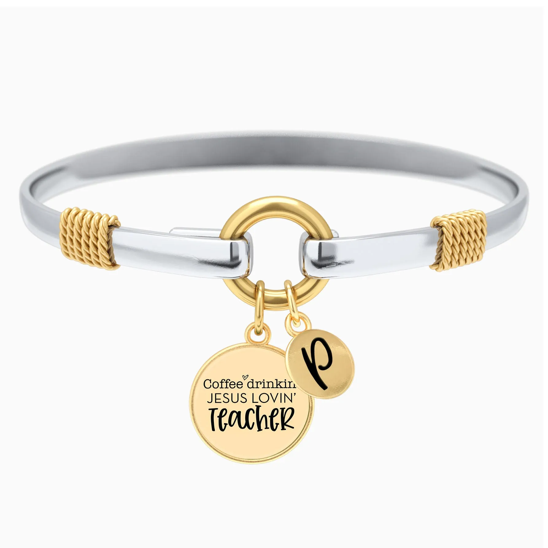 Coffee Drinkin', Jesus Lovin' Teacher - Two-Tone Bracelet