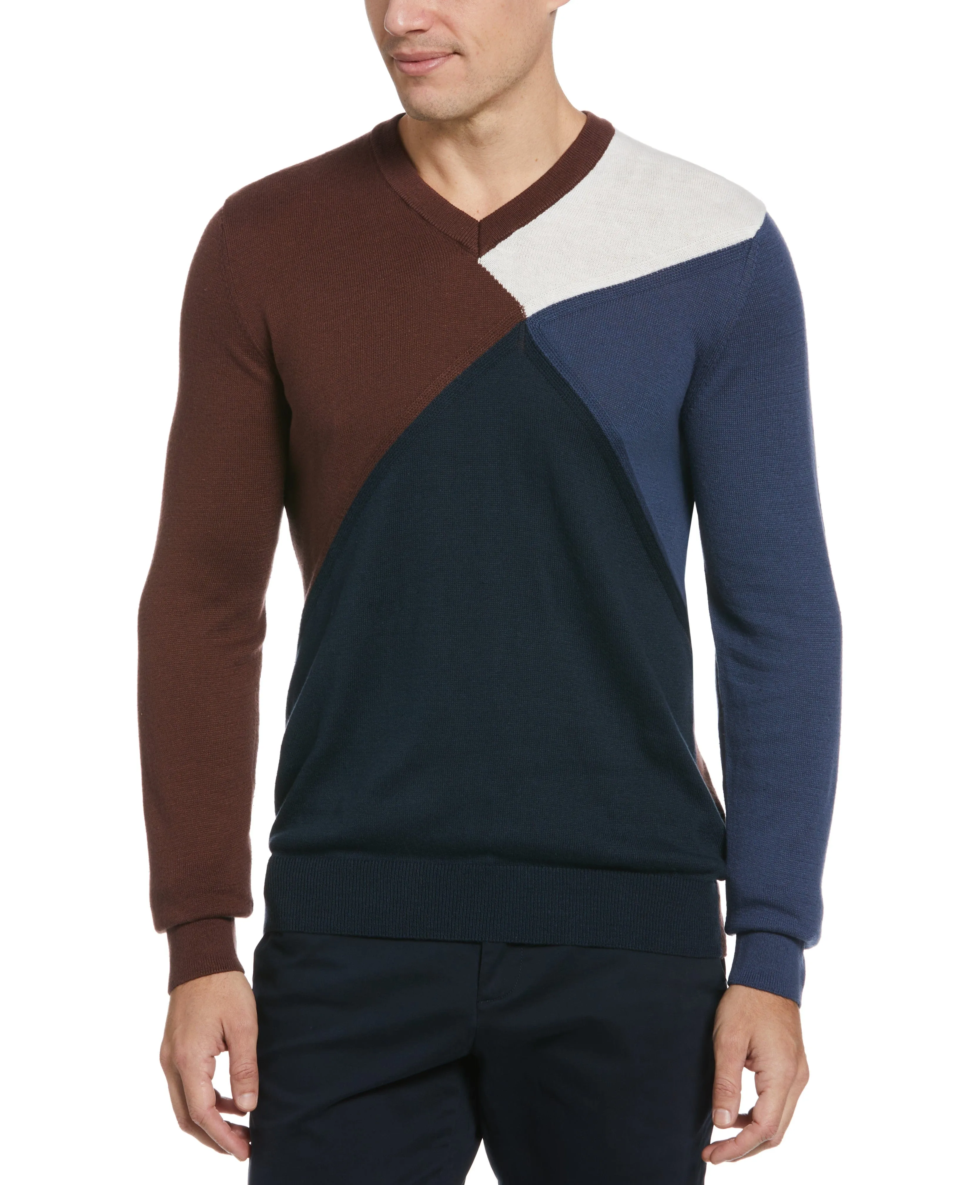 Color Block V-Neck Sweater