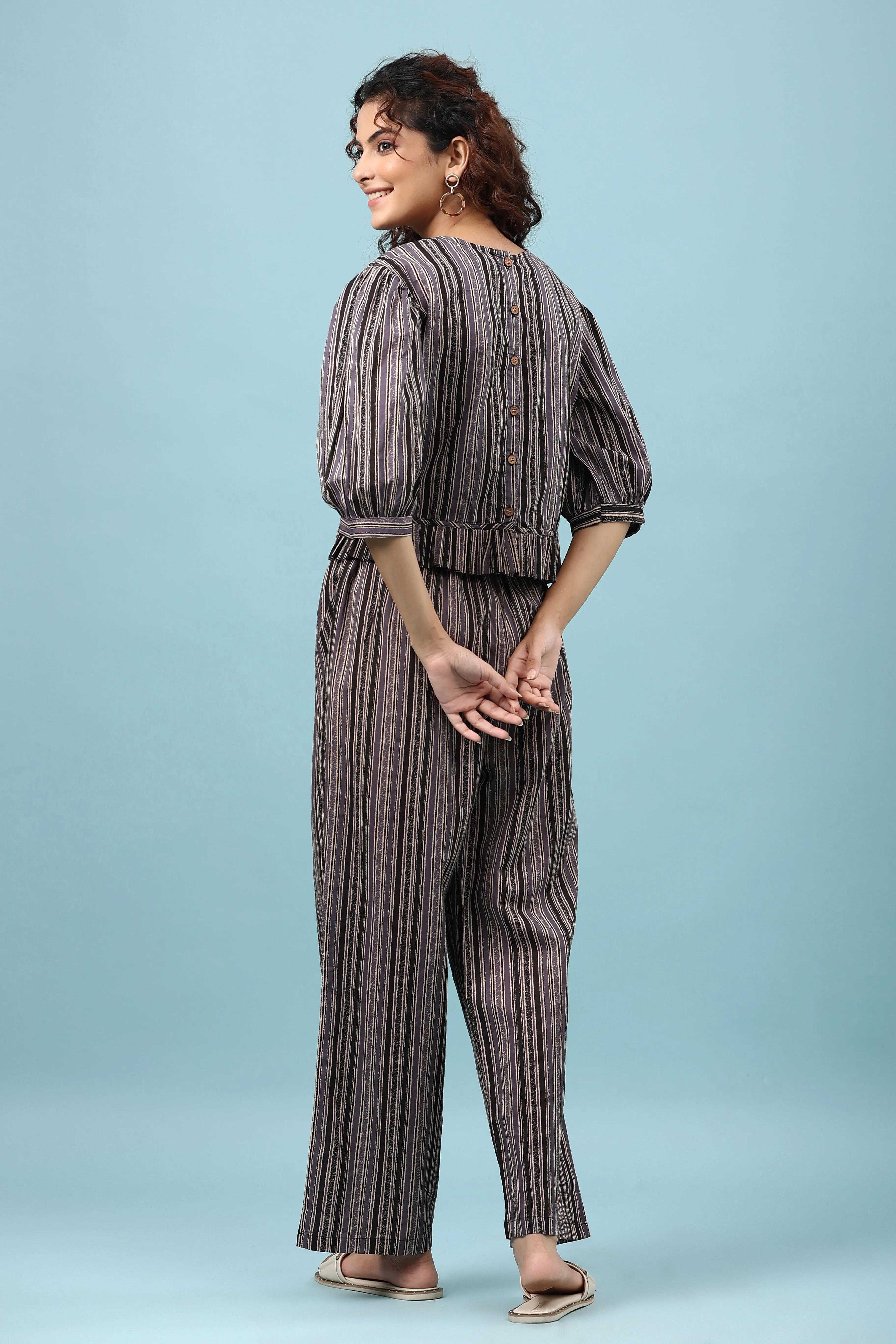 Cosmic Stripes on Black Co-ord Set