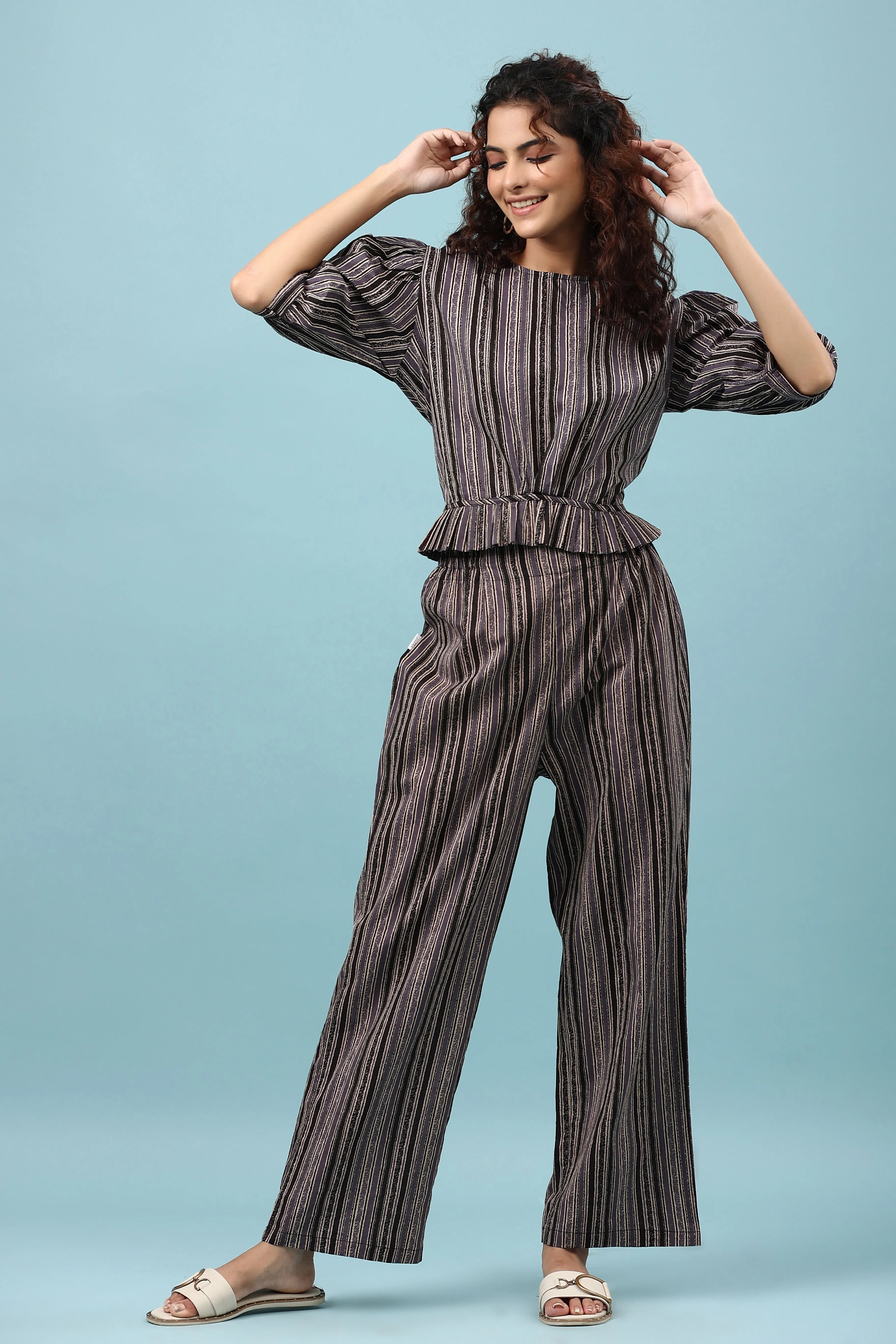 Cosmic Stripes on Black Co-ord Set