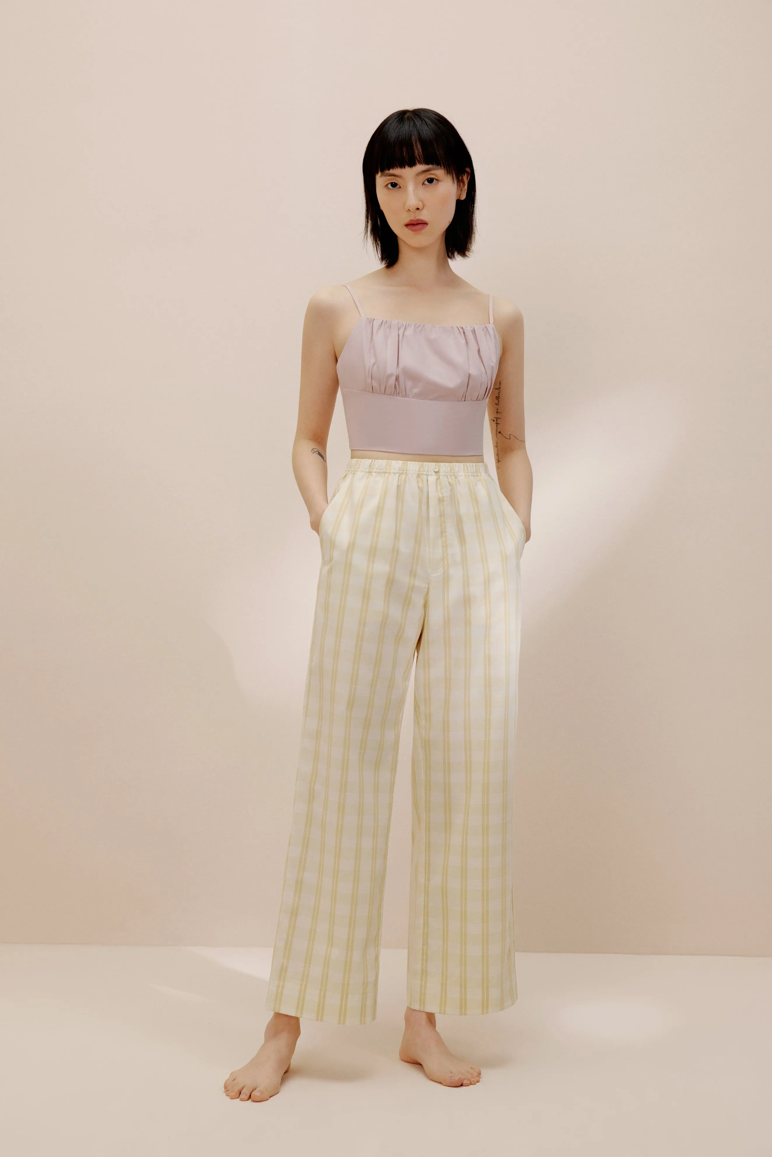 Cropped Straight Leg Pajama Pants