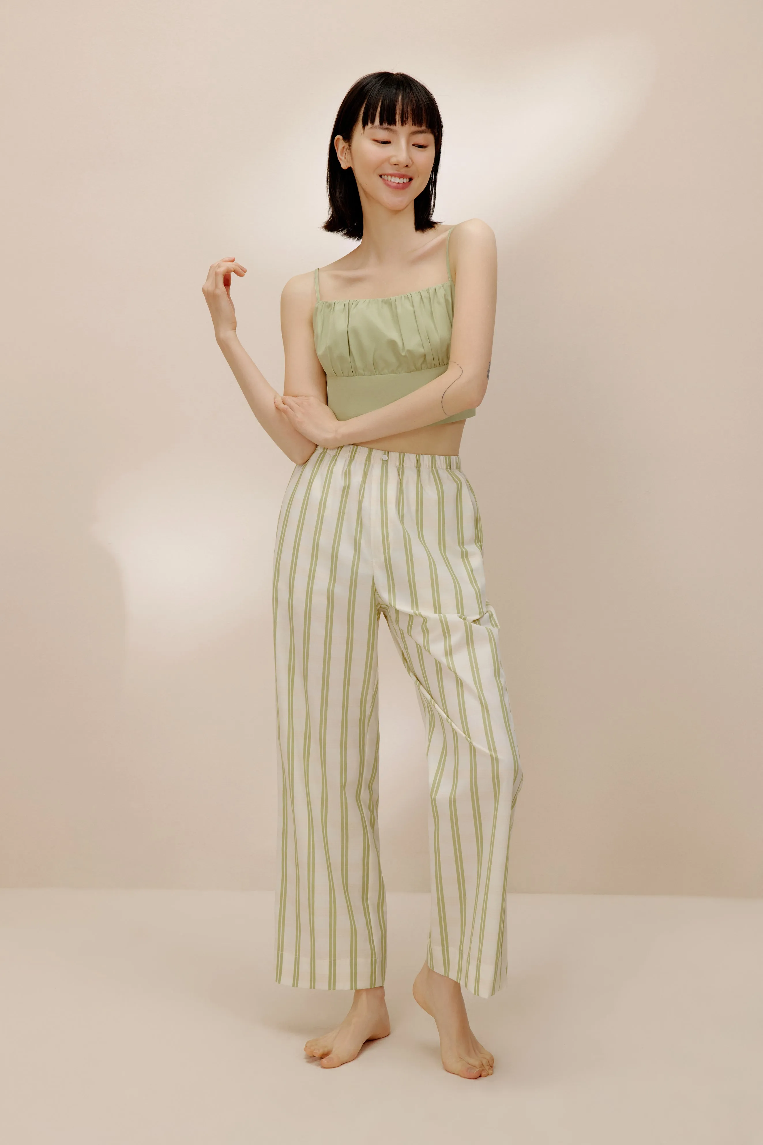 Cropped Straight Leg Pajama Pants