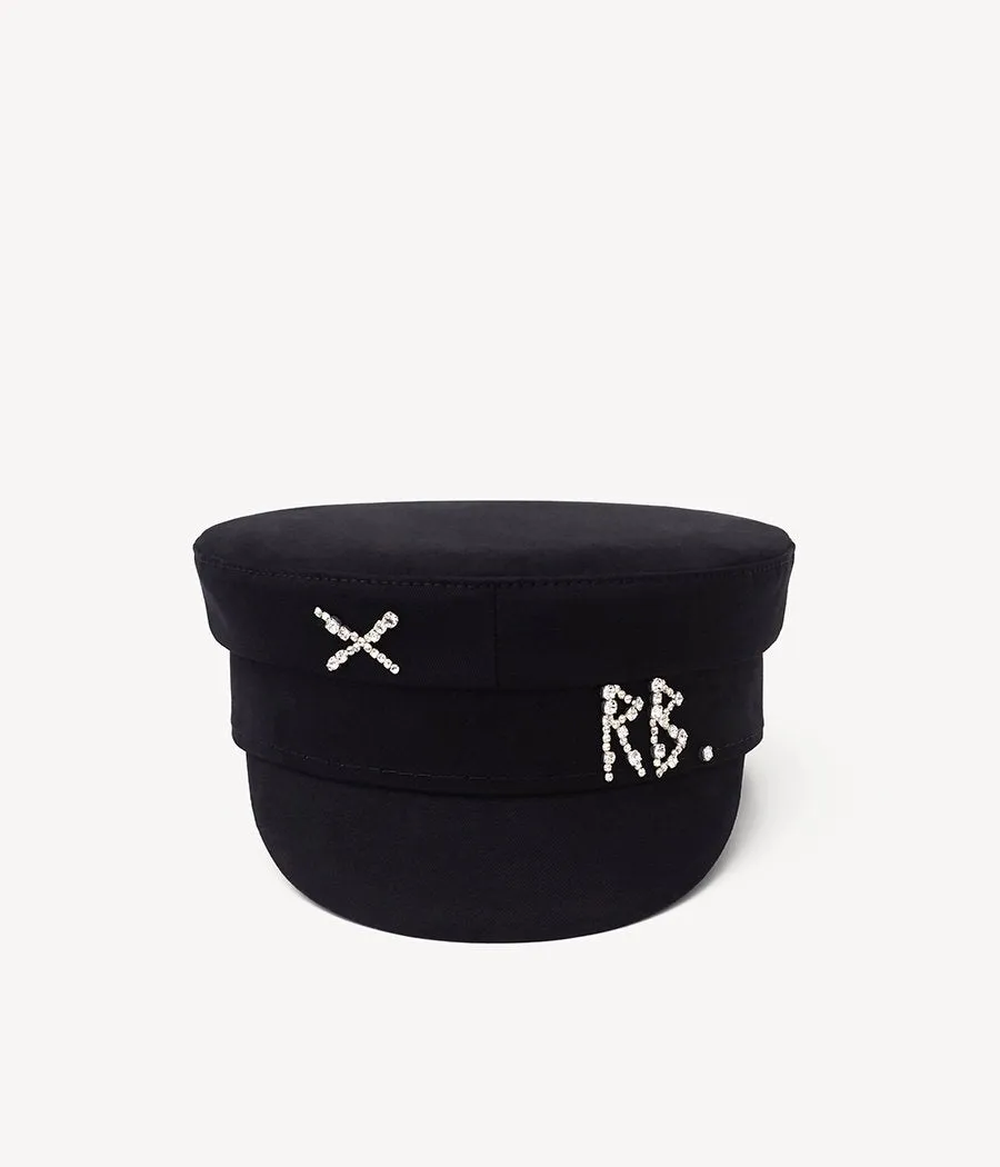 Crystal-embellished Cotton Baker Boy Cap