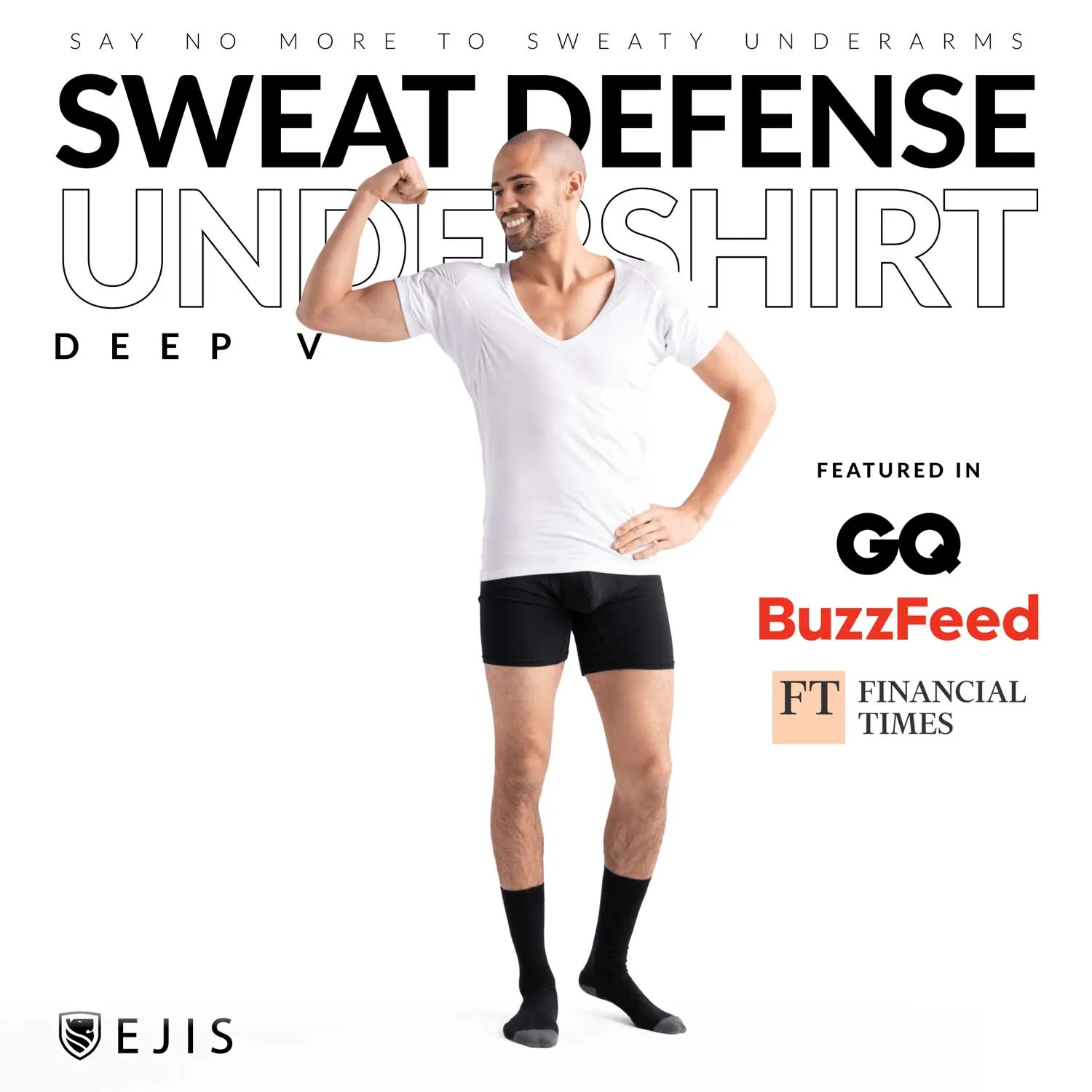 Deep V Micro Modal Sweat Proof Undershirt For Men - Mix 3-Pack (1x White, Black, Grey)