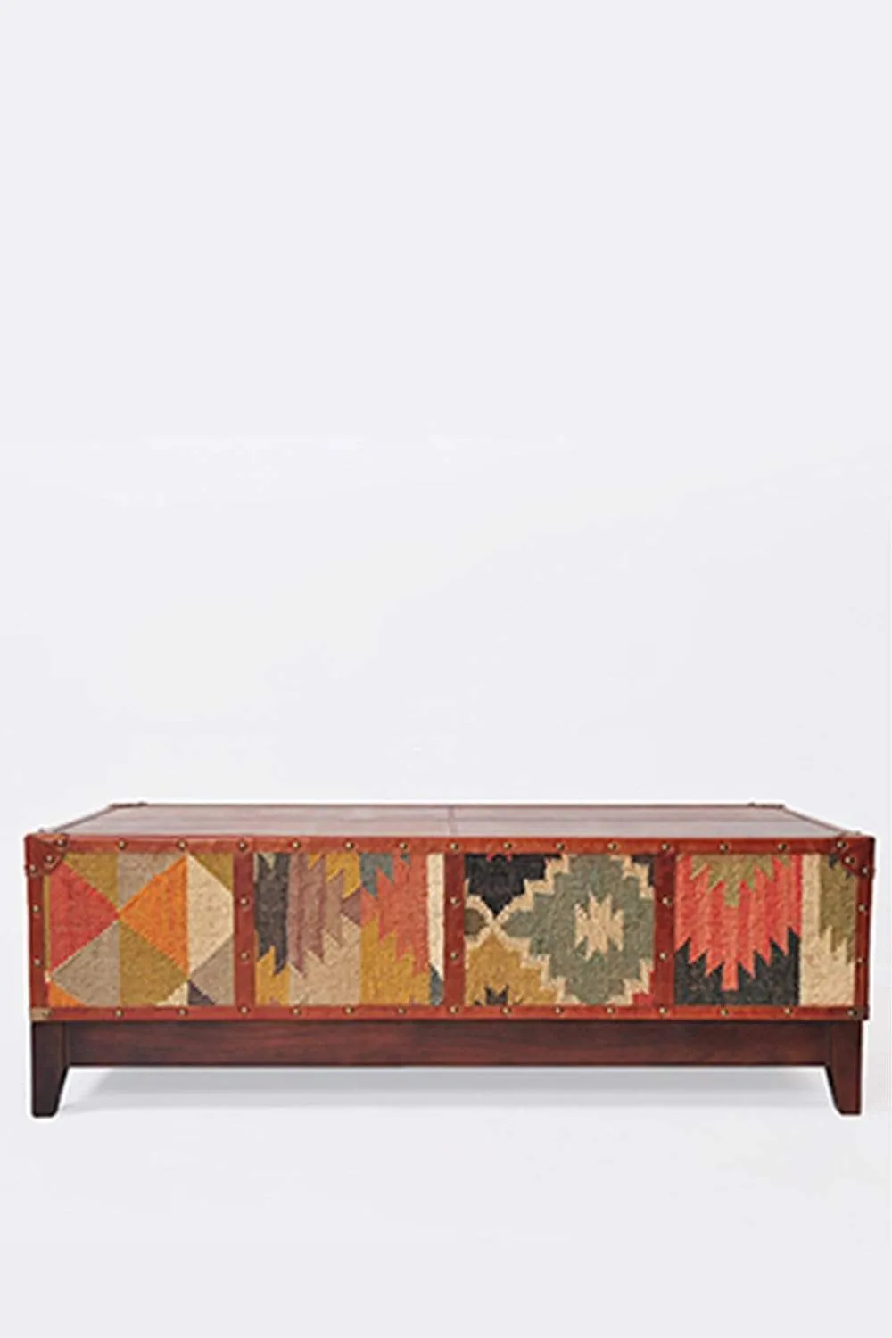 DELHI COFFEE TABLE - KILIM AND LEATHER