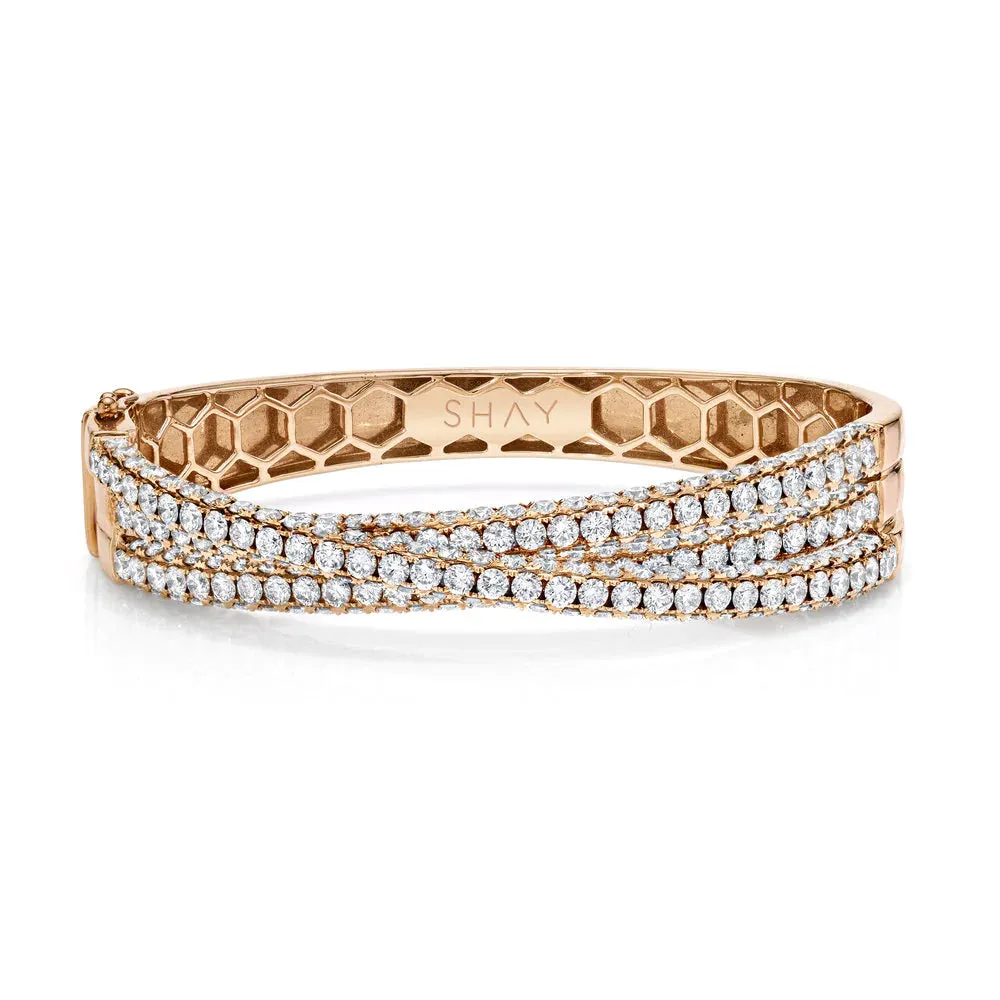 Diamond Three-Sided Orbit Bangle Bracelet