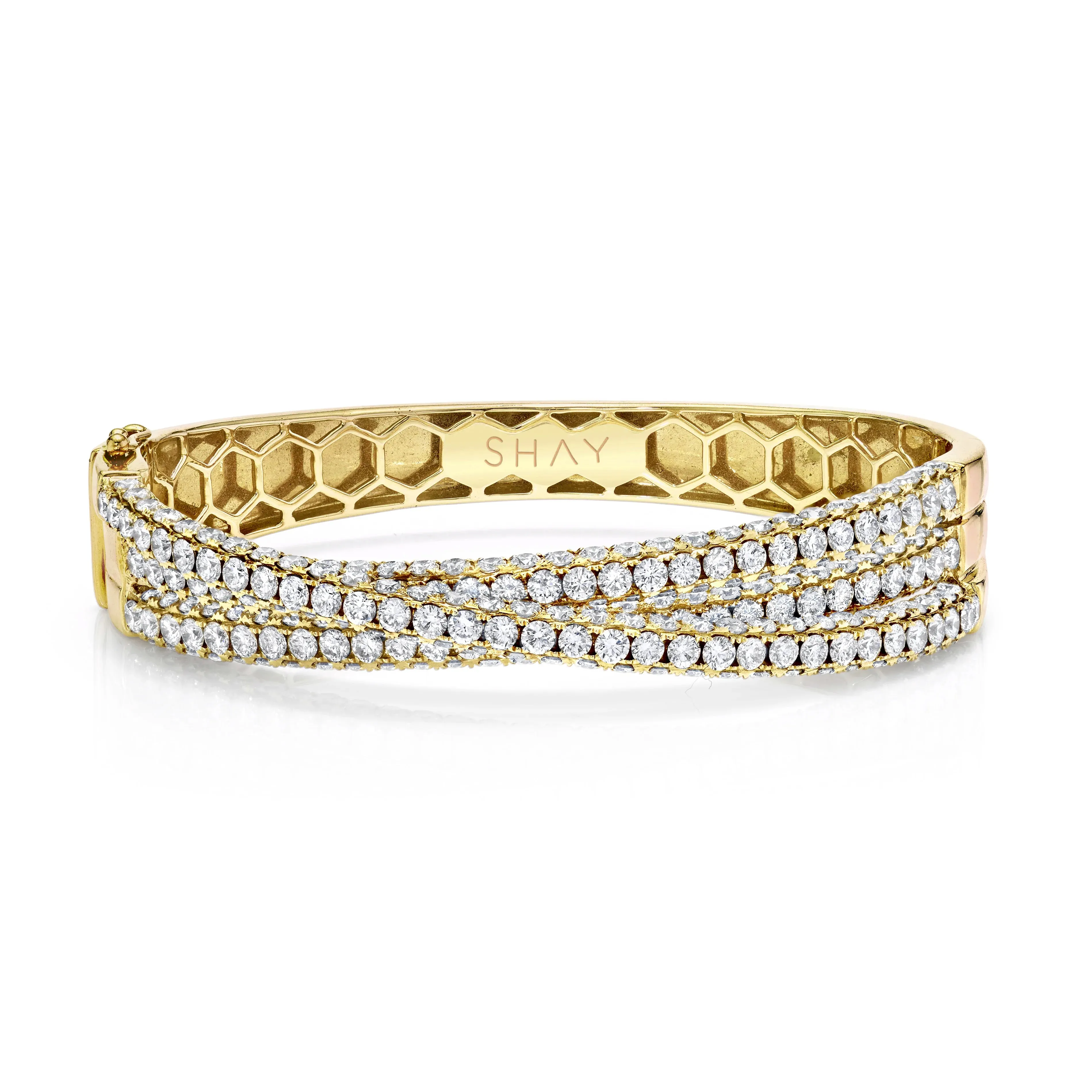 Diamond Three-Sided Orbit Bangle Bracelet