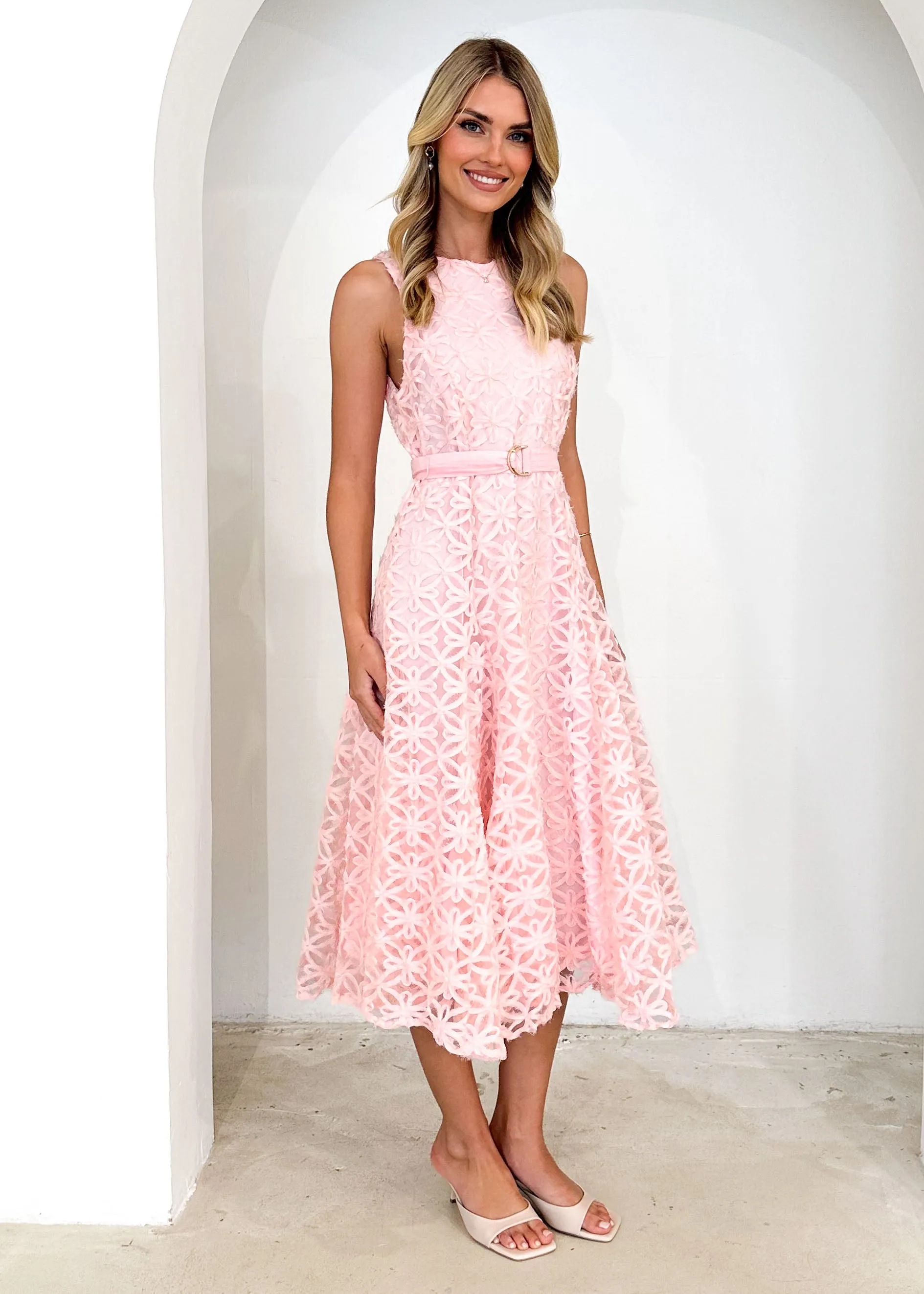 Eclipse Lace Midi Dress - Pink