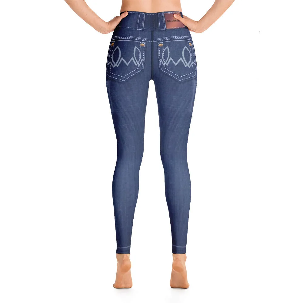 ELEVATED ESSENTIALS, BOOTY BOOSTING HIGH WAISTBAND FADED BLUE JEANS LEGGING