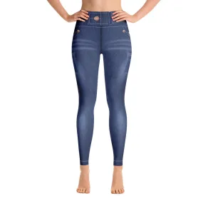 ELEVATED ESSENTIALS, BOOTY BOOSTING HIGH WAISTBAND FADED BLUE JEANS LEGGING