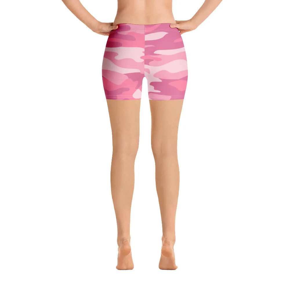 ELEVATED ESSENTIALS, SLIM AND SCULPT SHORTS PINK CAMO