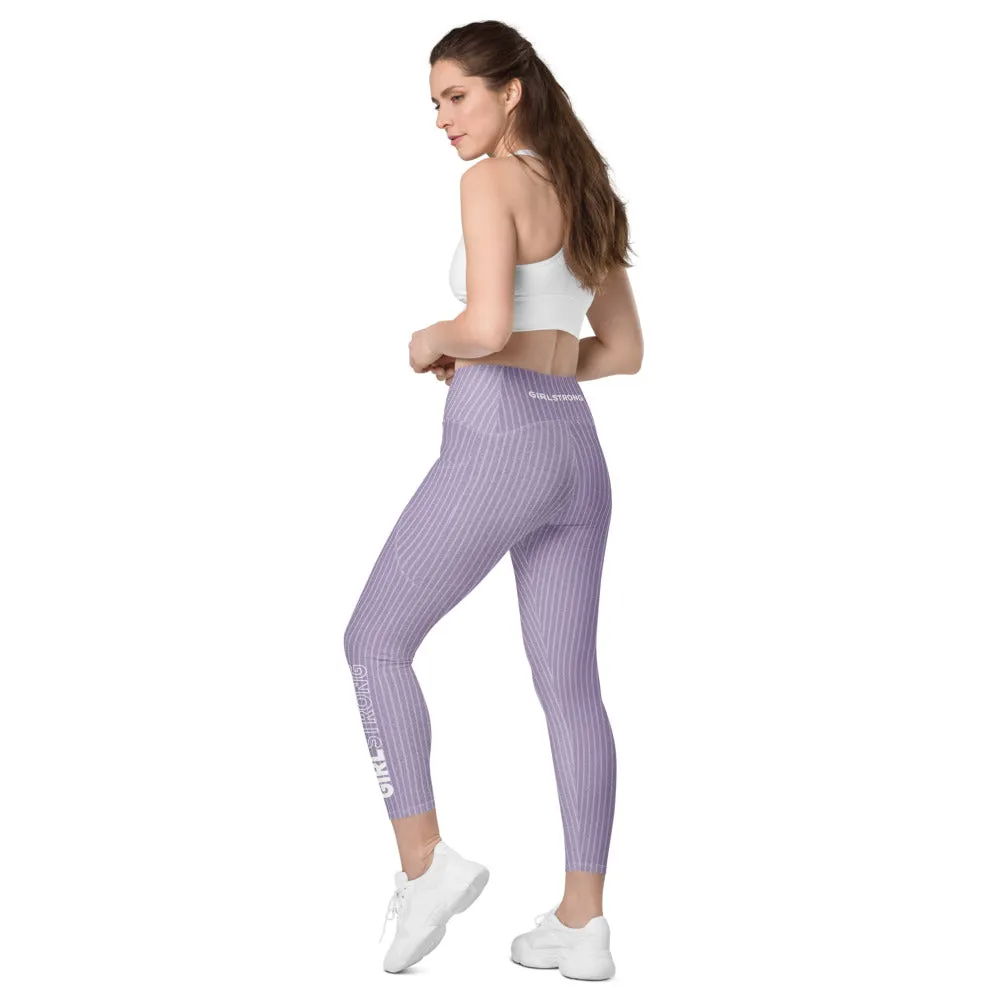 ELEVATED ESSENTIALS, THE PERFECT SIDE POCKET LEGGING PURPLE STRIPES