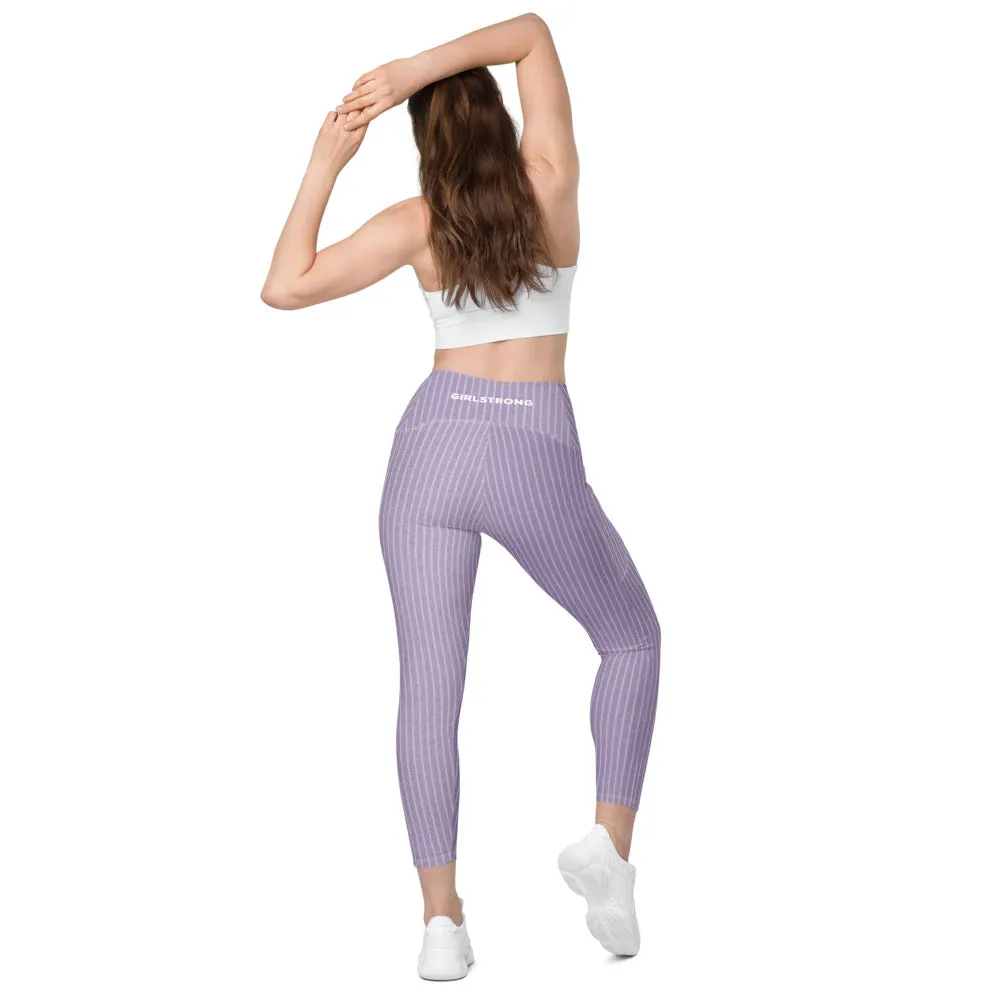 ELEVATED ESSENTIALS, THE PERFECT SIDE POCKET LEGGING PURPLE STRIPES