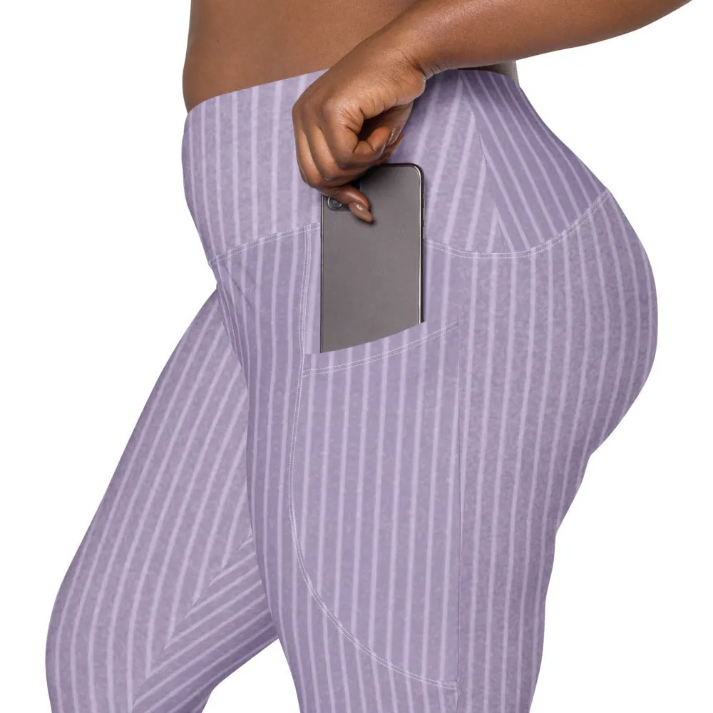 ELEVATED ESSENTIALS, THE PERFECT SIDE POCKET LEGGING PURPLE STRIPES