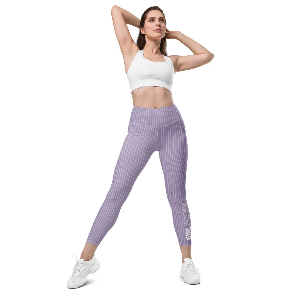 ELEVATED ESSENTIALS, THE PERFECT SIDE POCKET LEGGING PURPLE STRIPES